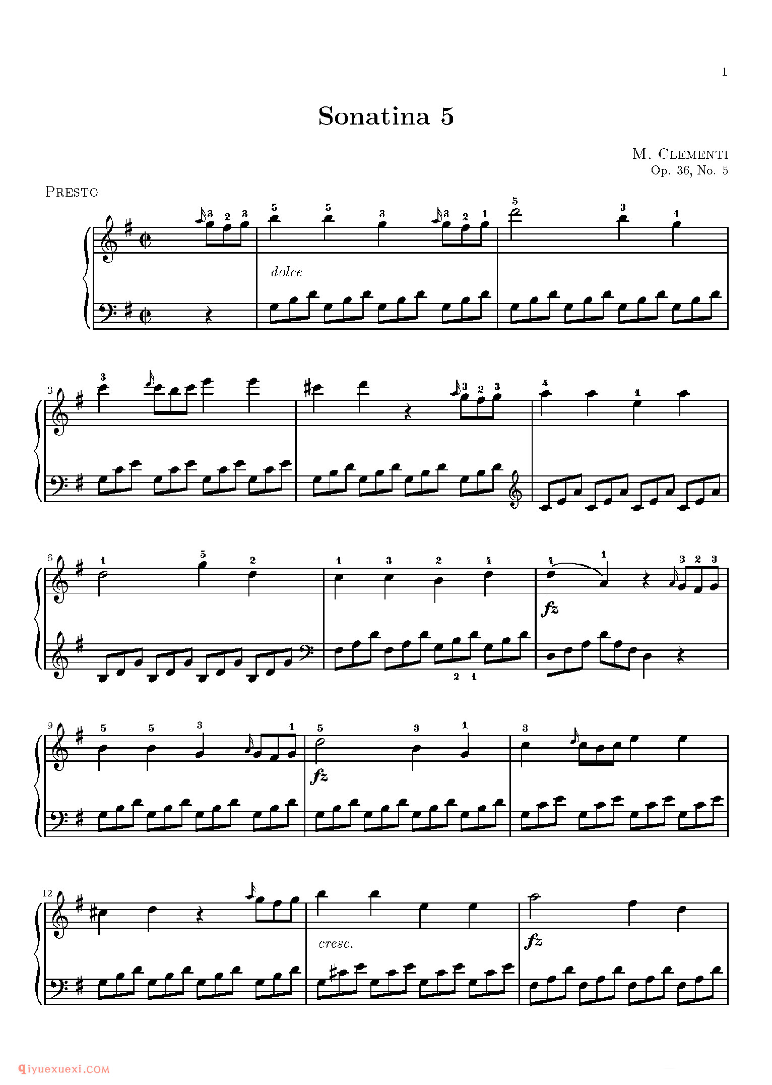 Sonatina 5_钢琴中级练习曲
