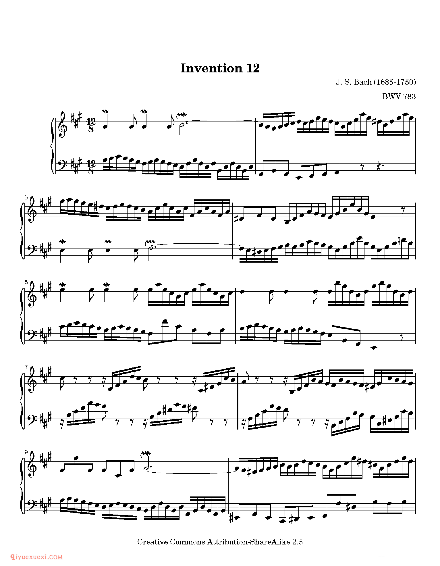 Invention 12_钢琴中级练习曲