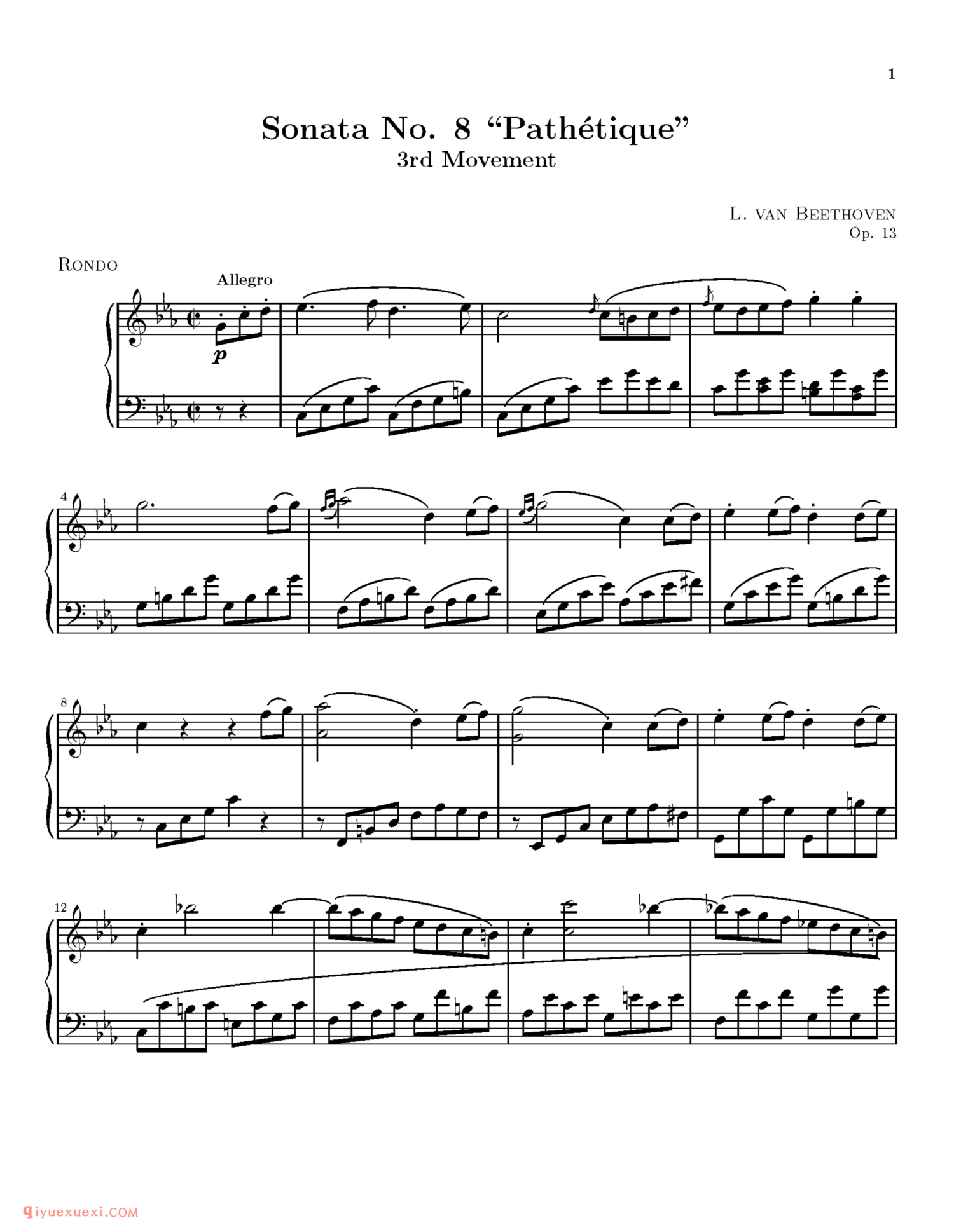 Sonata No.8“Pathetique”_钢琴中级练习曲