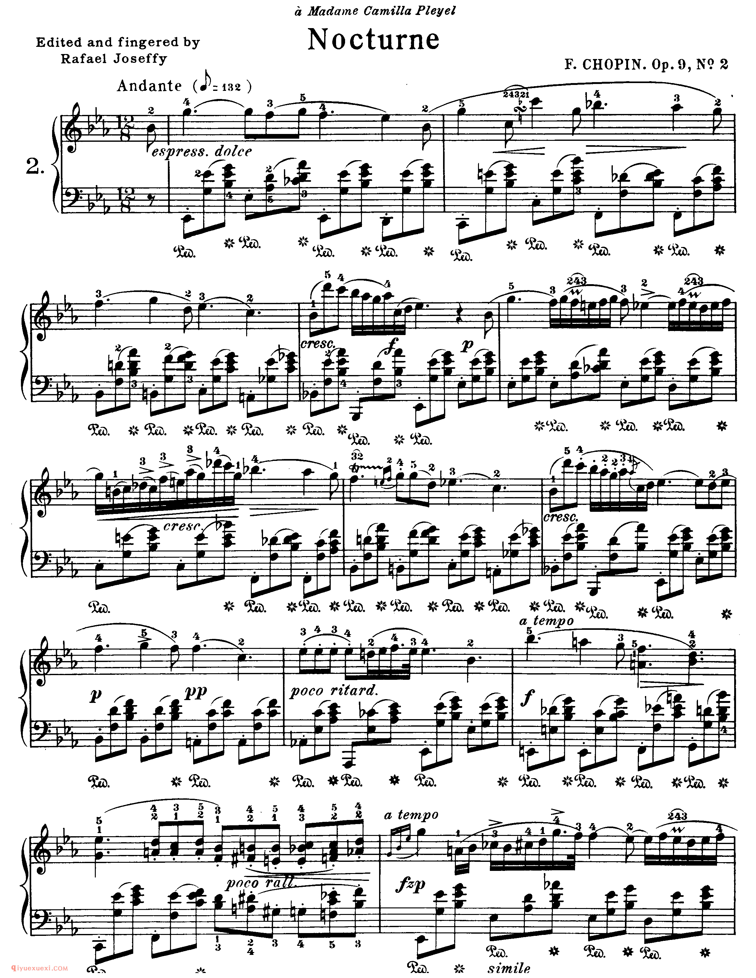 nocturne op.9,no.2_降E大调_夜曲_肖邦钢琴谱