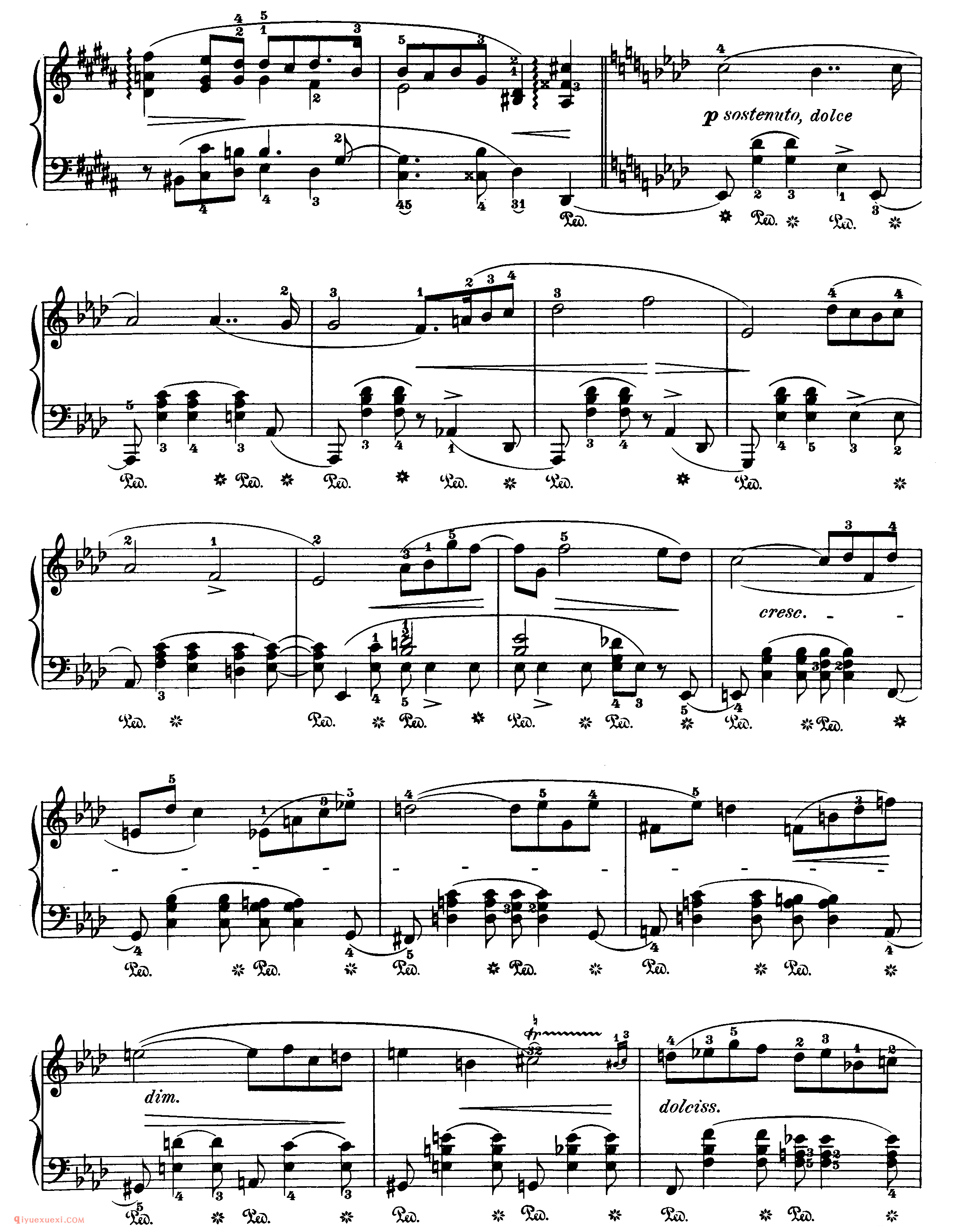 nocturne op.62,no.1_B大调作品62-1_夜曲_肖邦钢琴谱