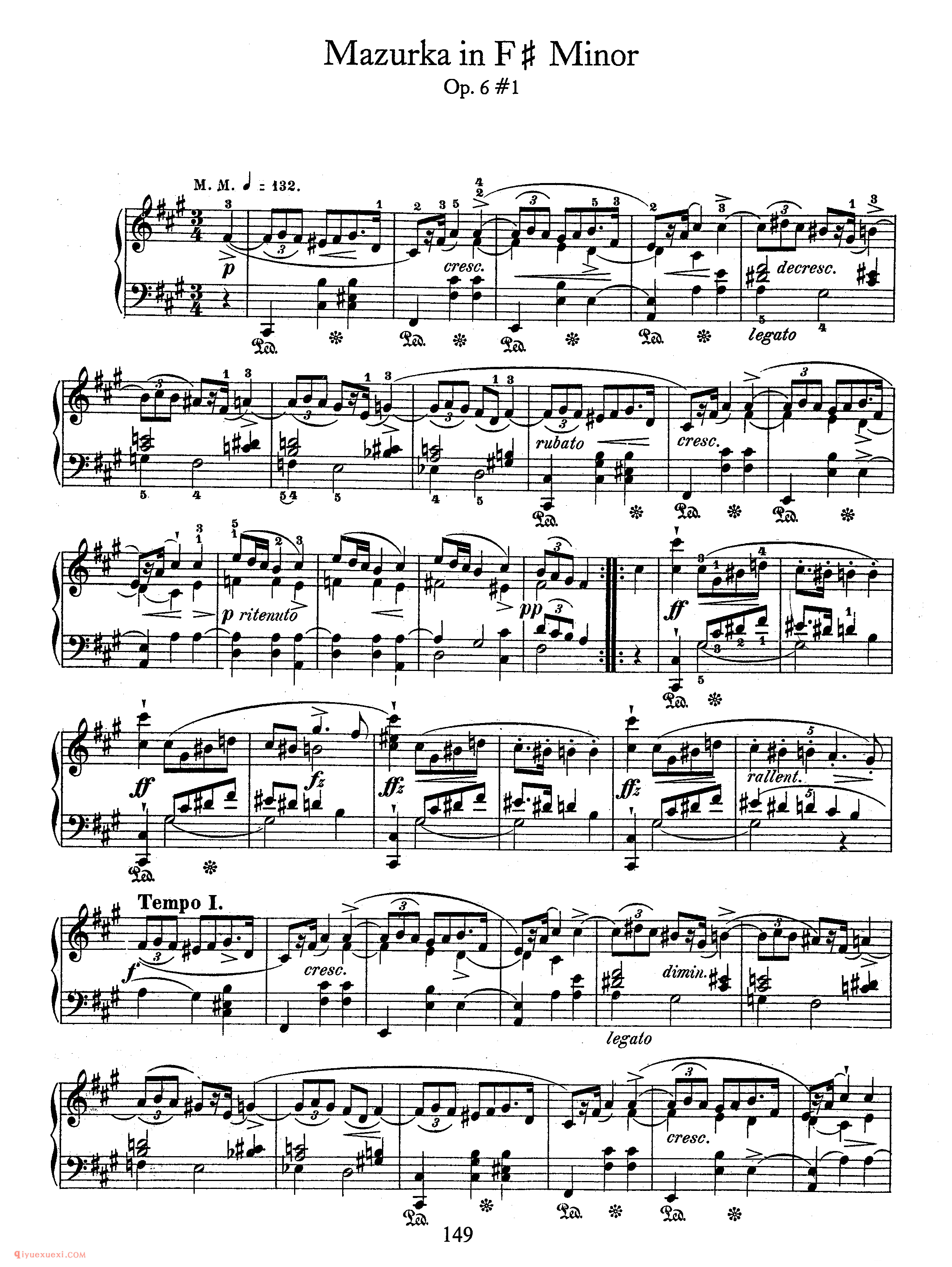 4 Mazurkas, Op 6-1-2-3_玛祖卡_肖邦钢琴谱