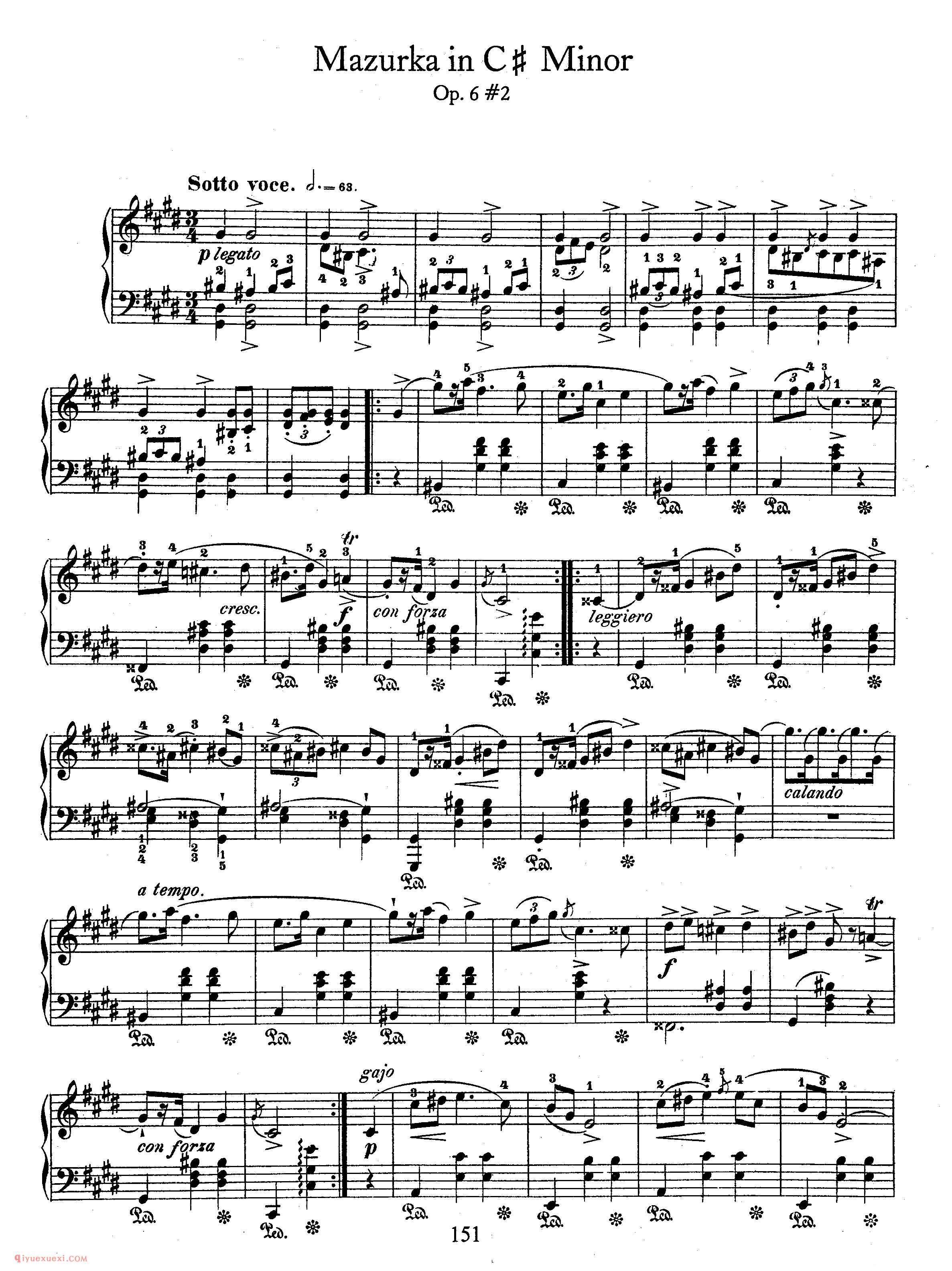 4 Mazurkas, Op 6-1-2-3_玛祖卡_肖邦钢琴谱