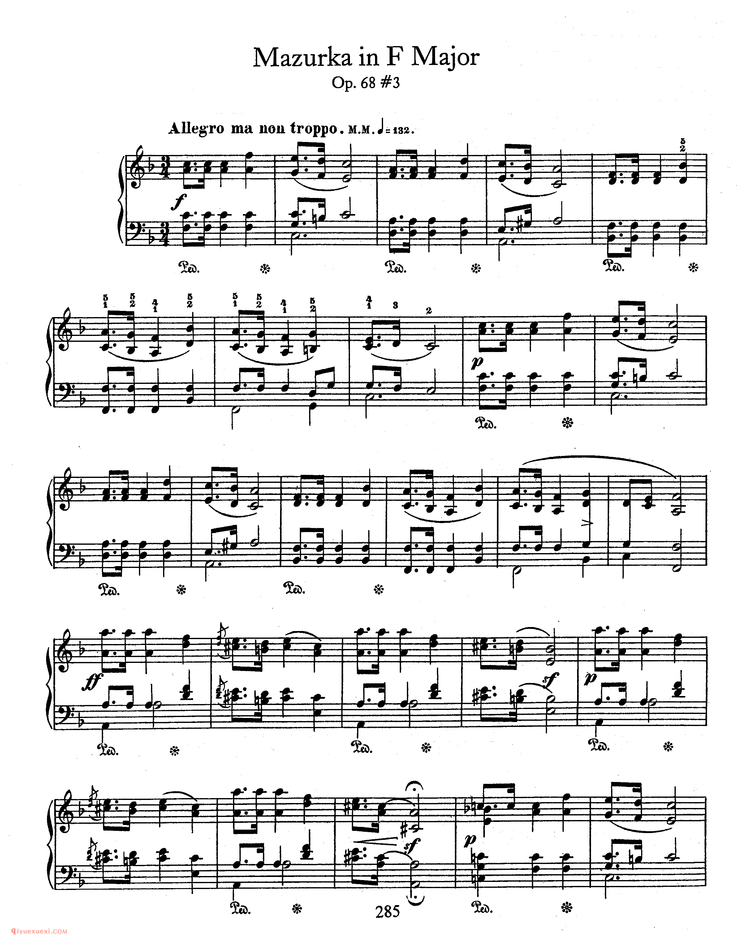 4 Mazurkas, Op 68-1-2-3-4_玛祖卡_肖邦钢琴谱