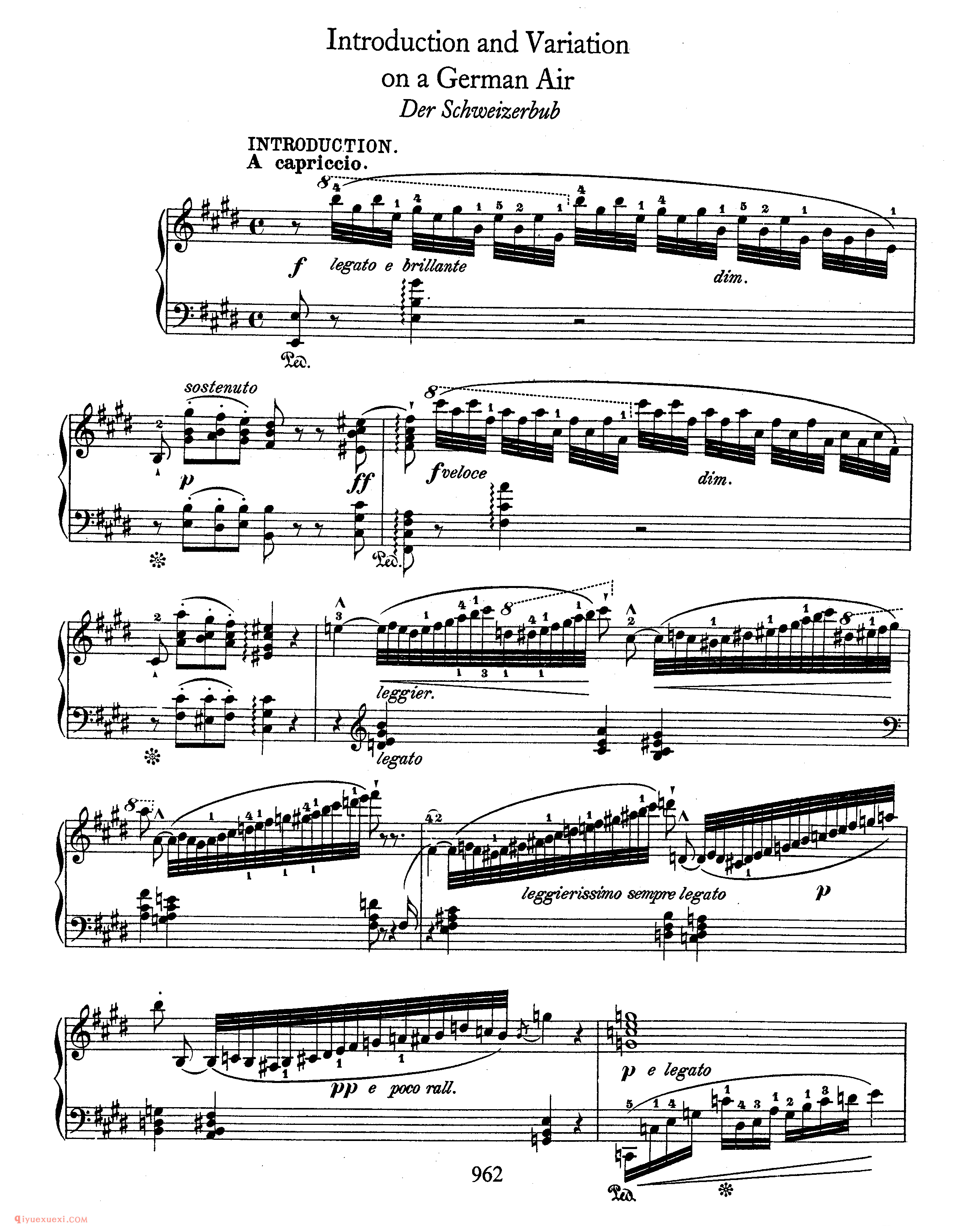 Introduction & Variation on a German Air_肖邦钢琴谱