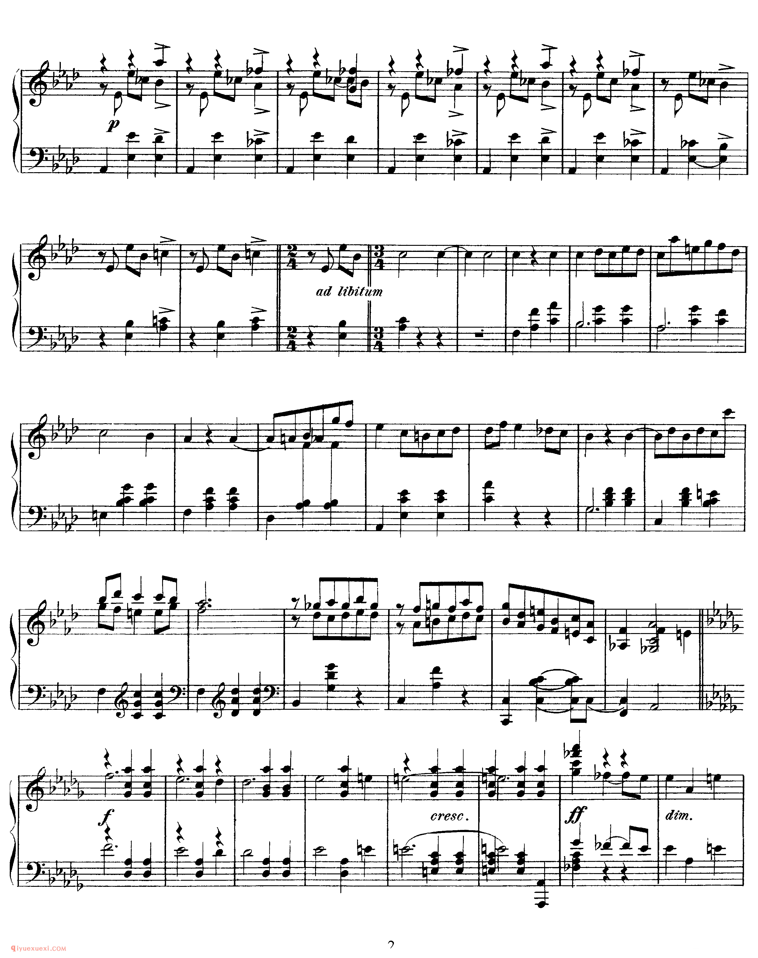 斯克里亚宾《f小调圆舞曲》作品1_斯克里亚宾钢琴谱