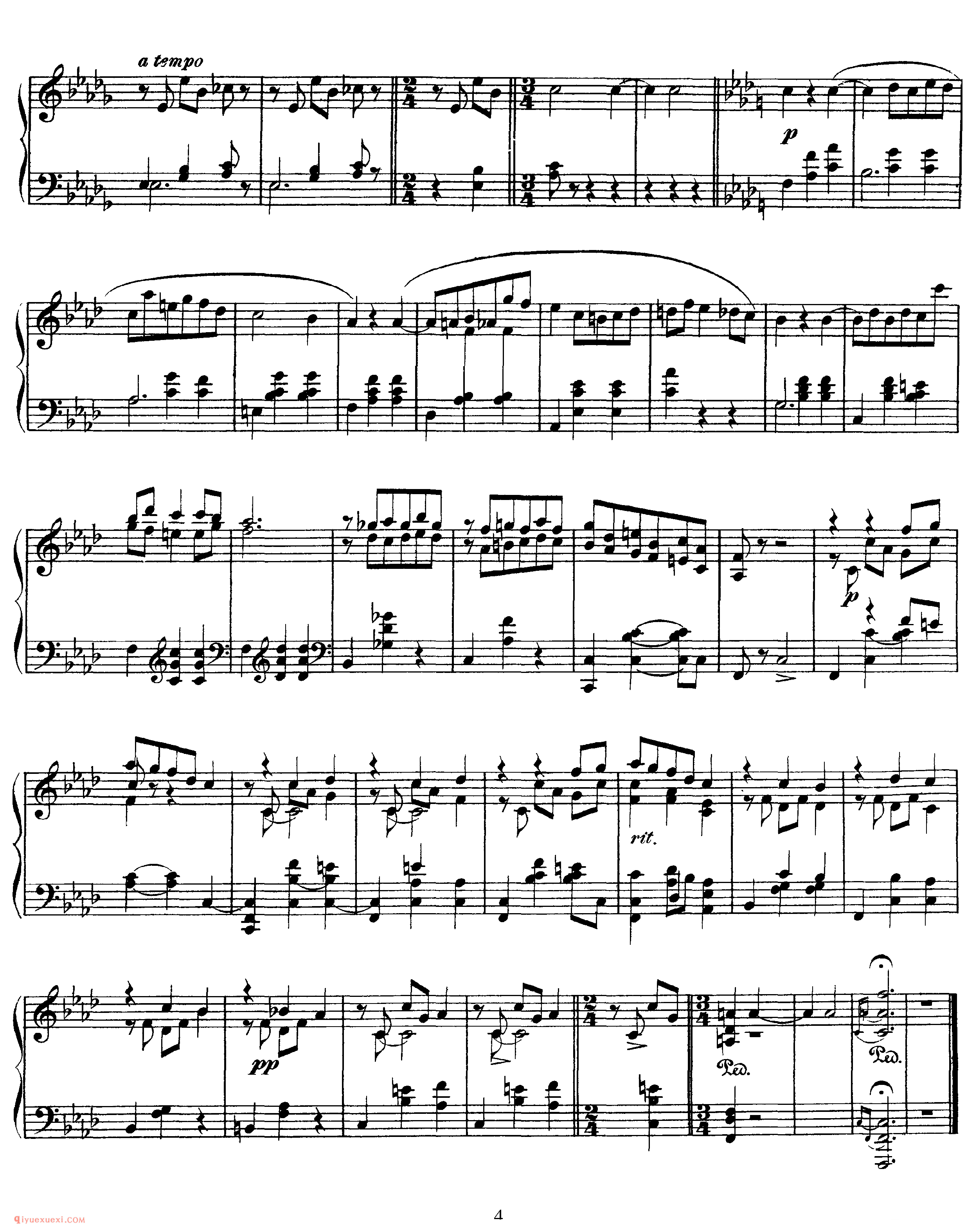 斯克里亚宾《f小调圆舞曲》作品1_斯克里亚宾钢琴谱