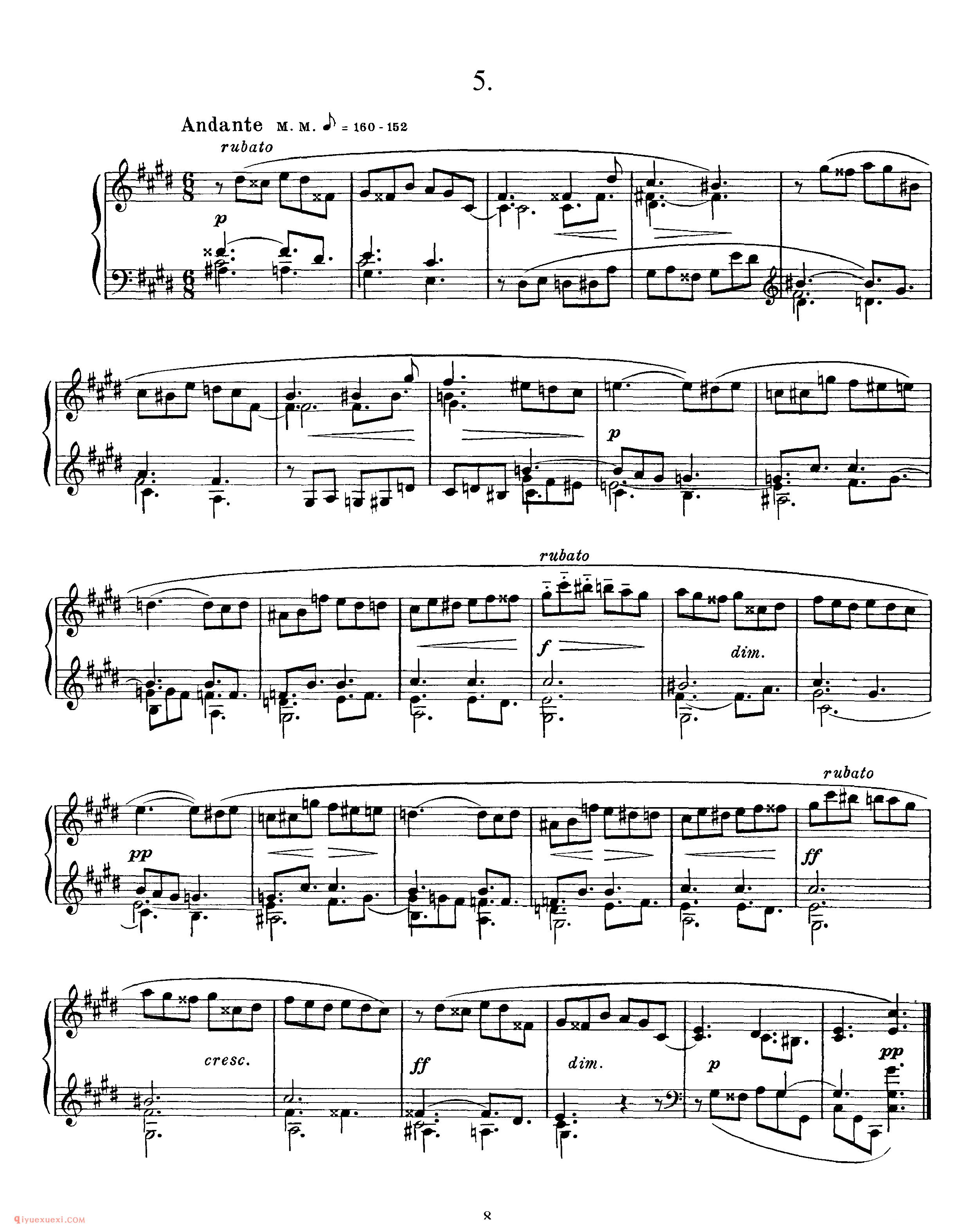 斯克里亚宾《五首前奏曲》作品15_斯克里亚宾钢琴谱