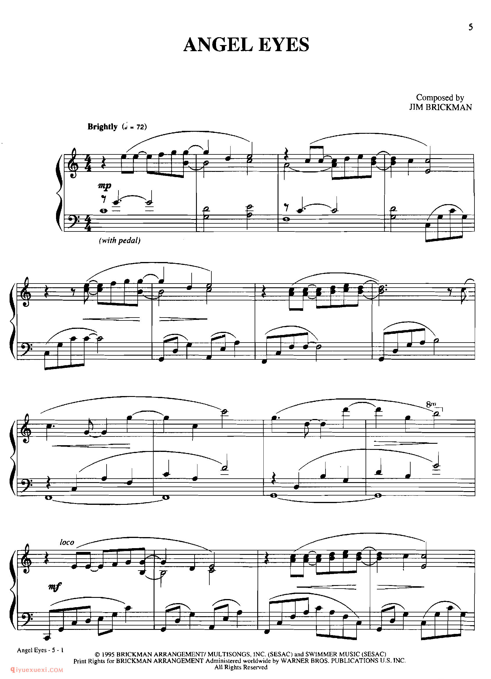 ANGEL EYES_丹·考斯特_Dan Coates_钢琴高级独奏乐曲谱