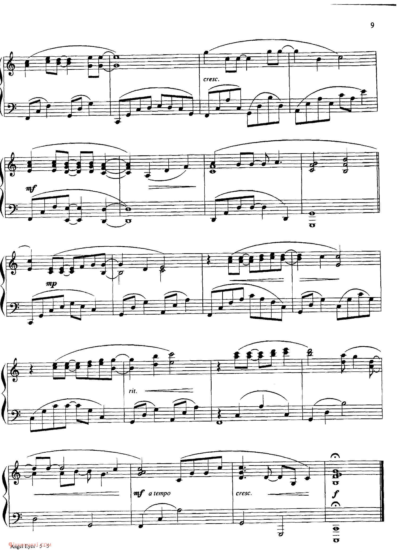 ANGEL EYES_丹·考斯特_Dan Coates_钢琴高级独奏乐曲谱