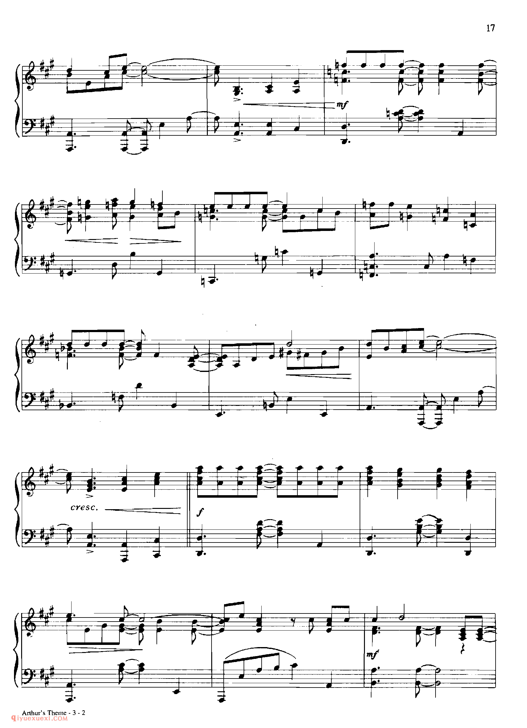 ARTHUR'S THEME_丹·考斯特_Dan Coates_钢琴高级独奏乐曲谱