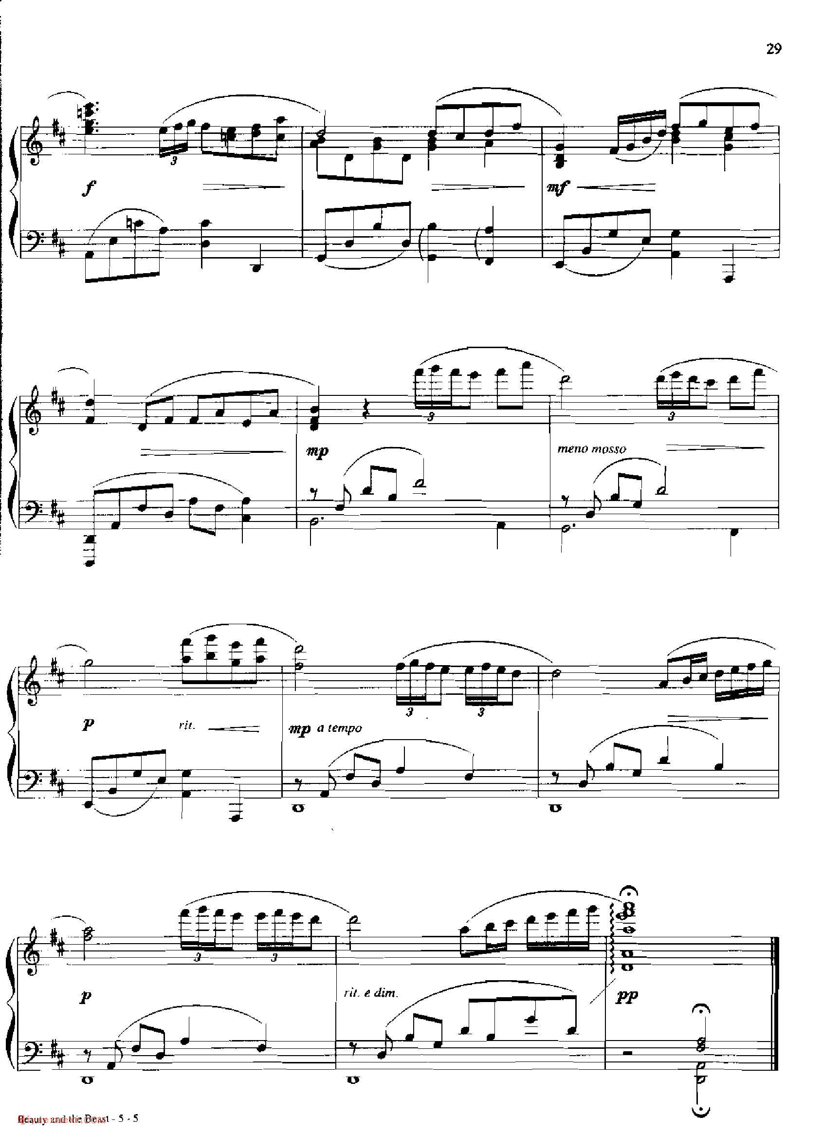 BEAUTY AND THE BEAST_丹·考斯特_Dan Coates_钢琴高级独奏乐曲谱