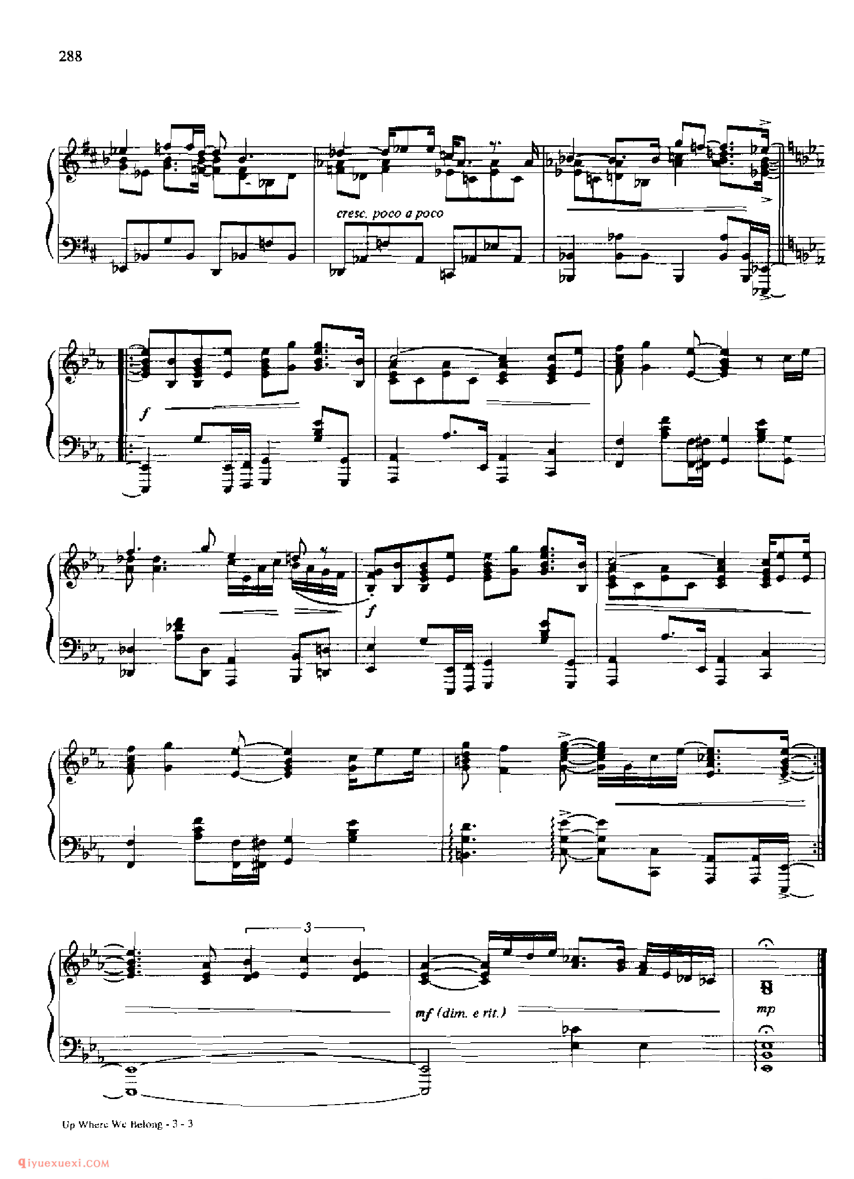 UP WHERE WE BELONG_丹·考斯特_Dan Coates_钢琴高级独奏乐曲谱