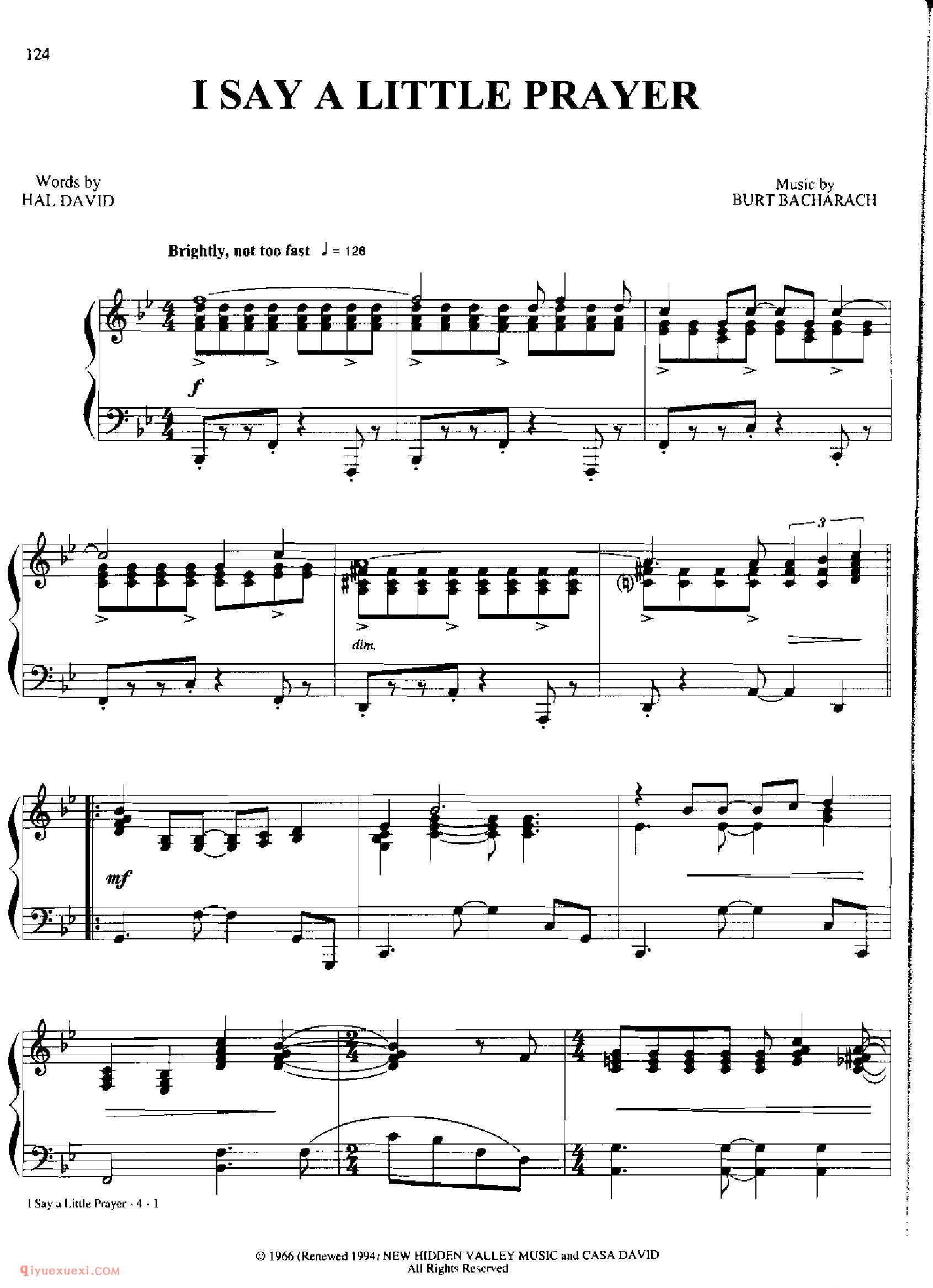 I SAYA LITTLE PRAYER_丹·考斯特_Dan Coates_钢琴高级独奏乐曲谱