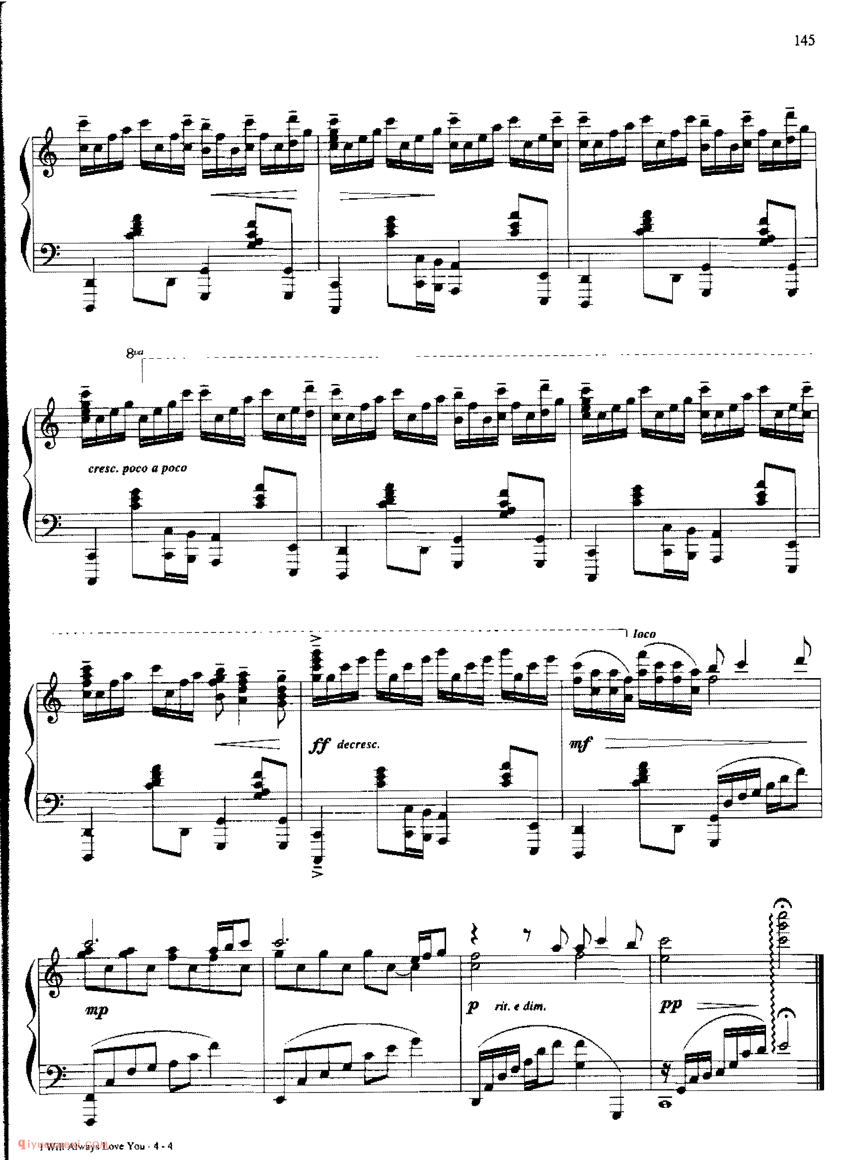 I WILL ALWAYS LOVE YOU_丹·考斯特_Dan Coates_钢琴高级独奏乐曲谱