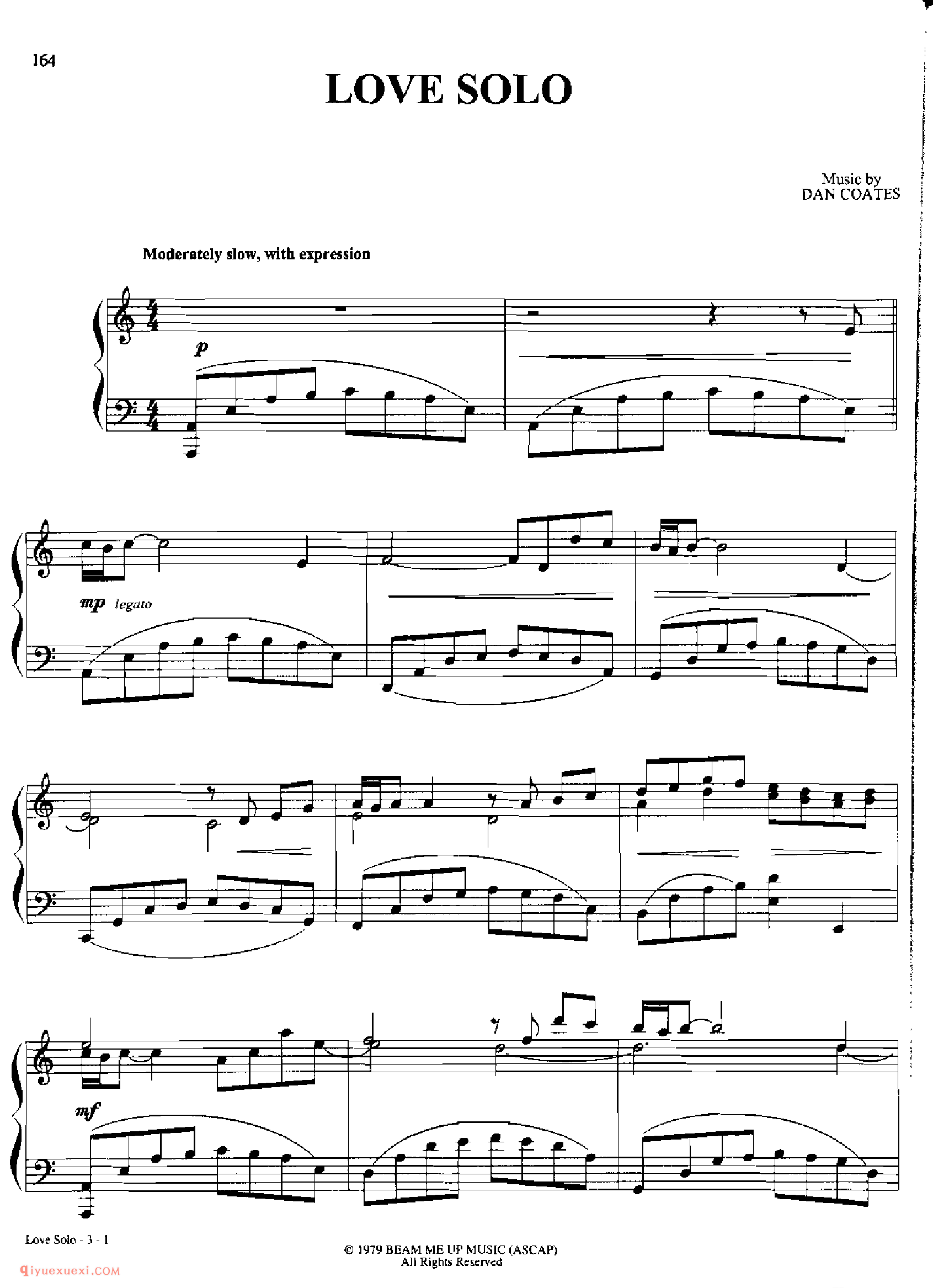 LOVE SOLO_丹·考斯特_Dan Coates_钢琴高级独奏乐曲谱