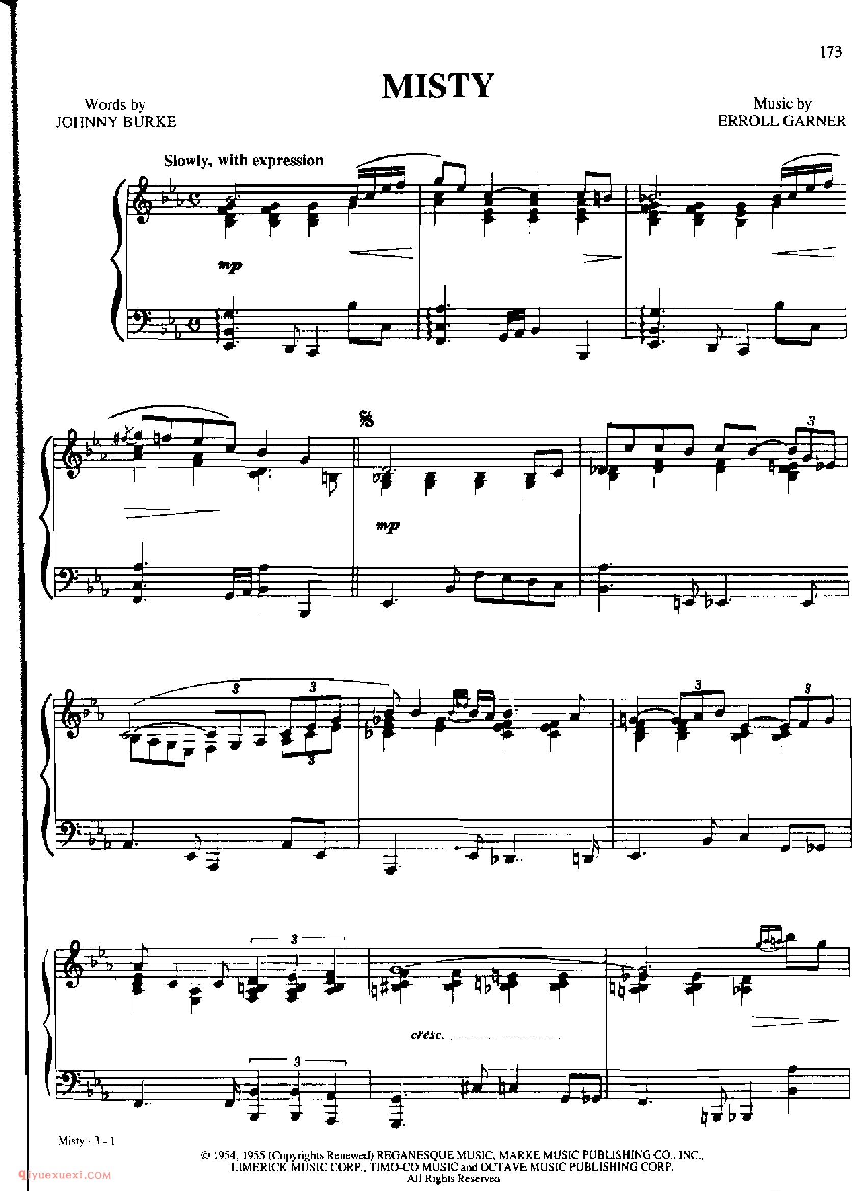 MISTY_丹·考斯特_Dan Coates_钢琴高级独奏乐曲谱