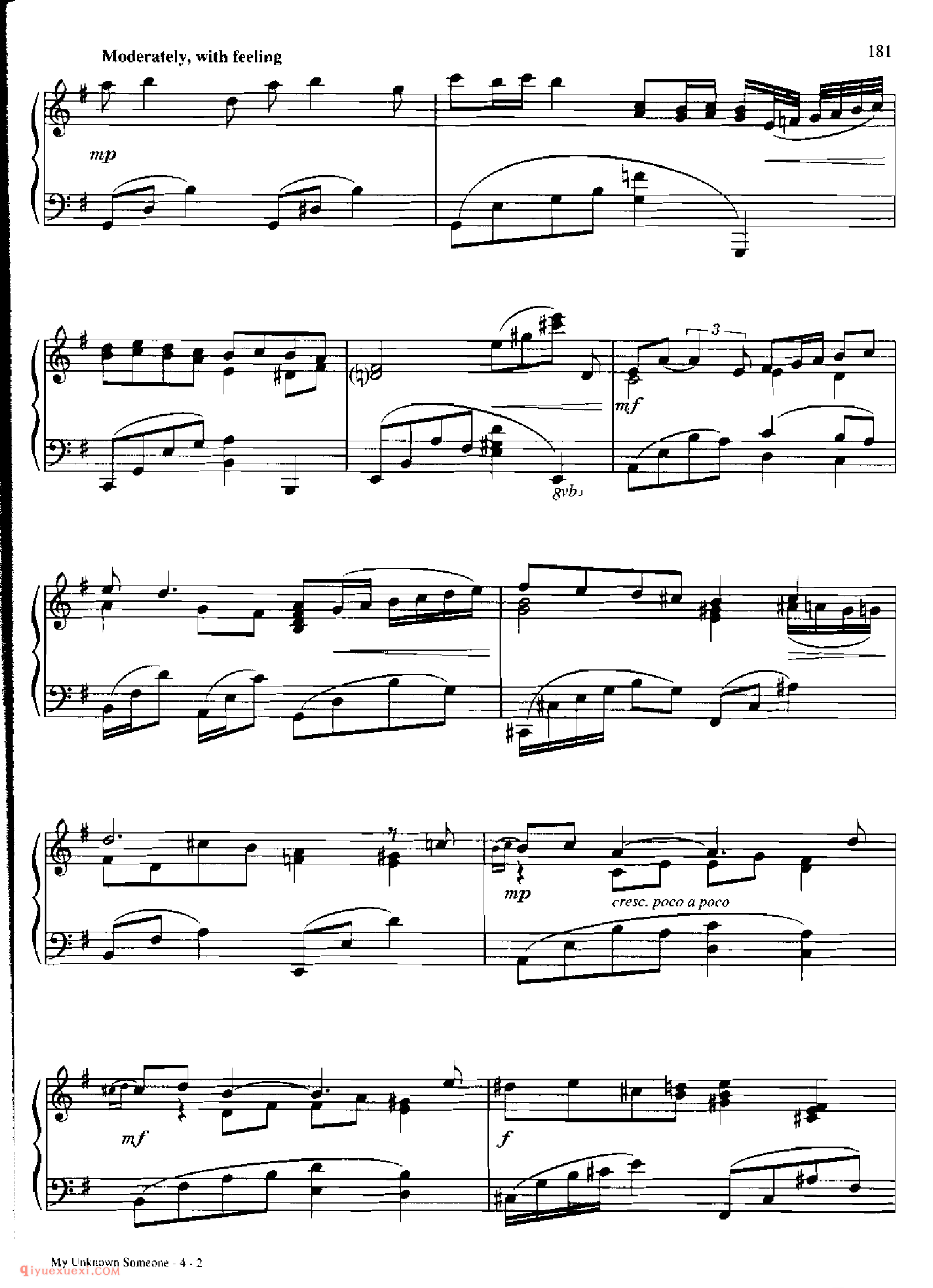 MY UNKNOWN SOMEONE_丹·考斯特_Dan Coates_钢琴高级独奏乐曲谱
