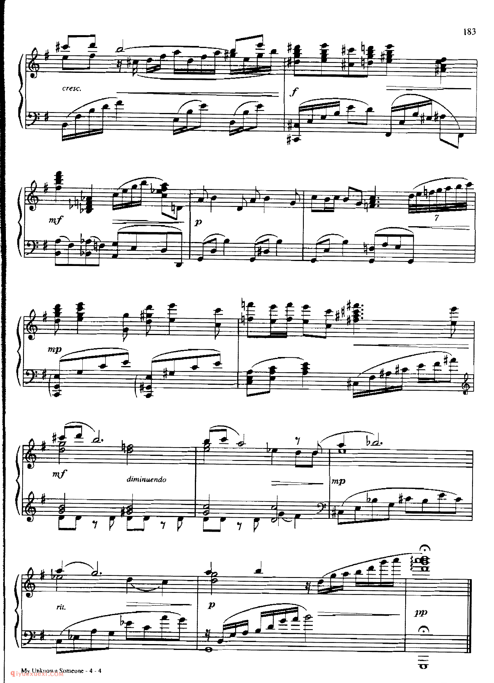 MY UNKNOWN SOMEONE_丹·考斯特_Dan Coates_钢琴高级独奏乐曲谱
