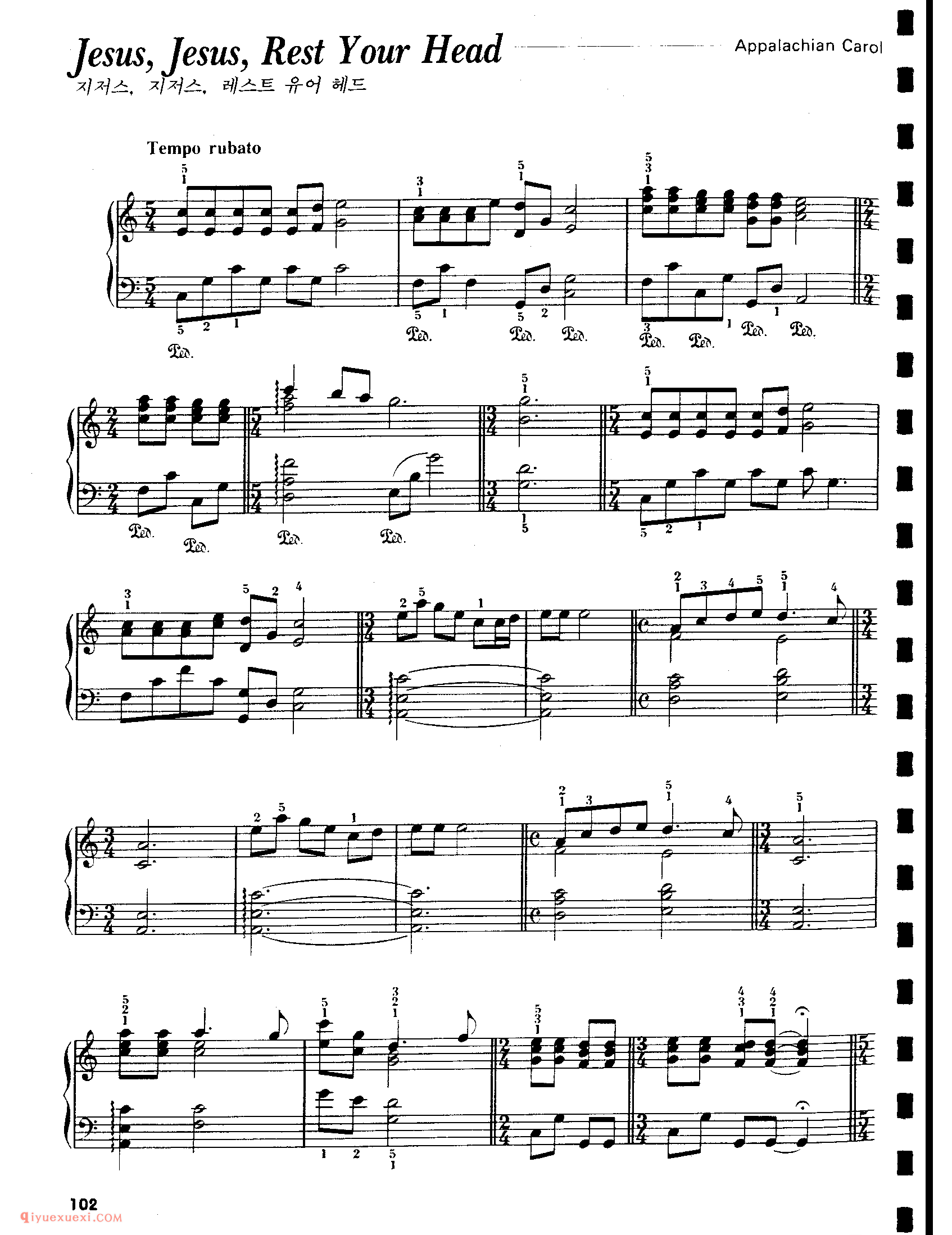 Jesus, ]esus, Rest Your Head_乔治·温斯顿钢琴独奏乐曲谱