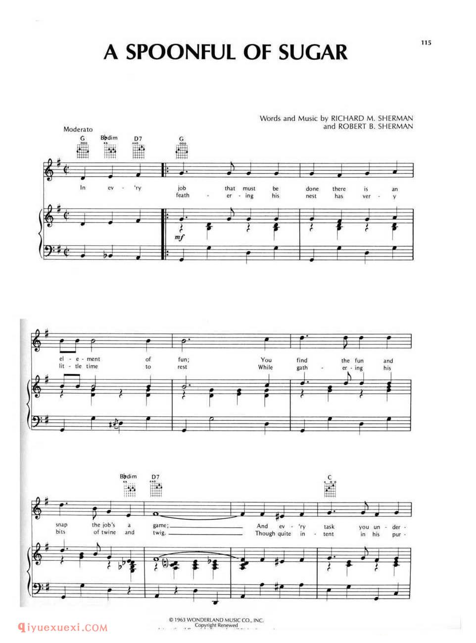 A SPOONFUL OF SUGAR_钢琴/声乐/吉他歌集_迪士尼乐曲谱