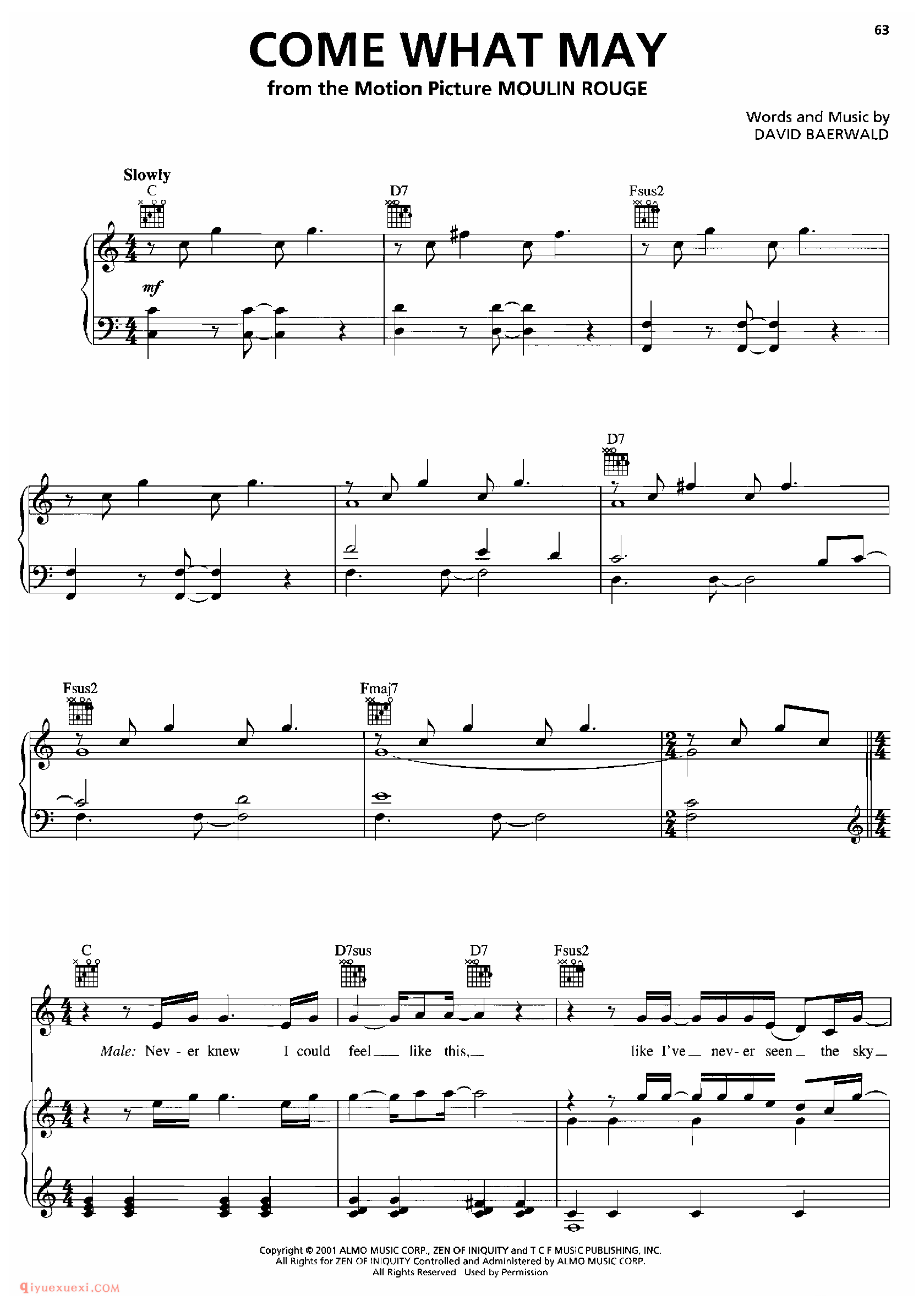 COME WHAT MAY_钢琴•声乐•吉他_世界经典影视乐曲谱