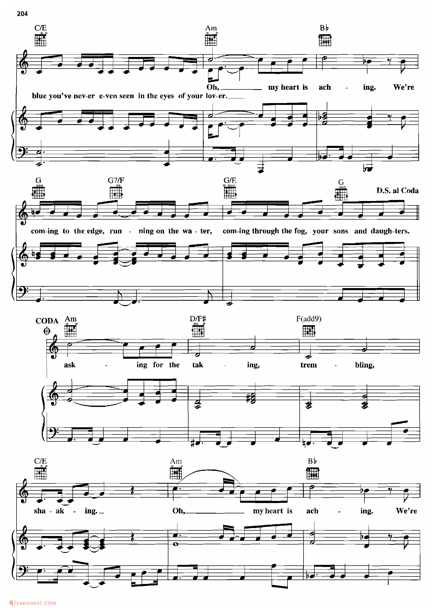 LET THE RIVER RUN_钢琴•声乐•吉他_世界经典影视乐曲谱