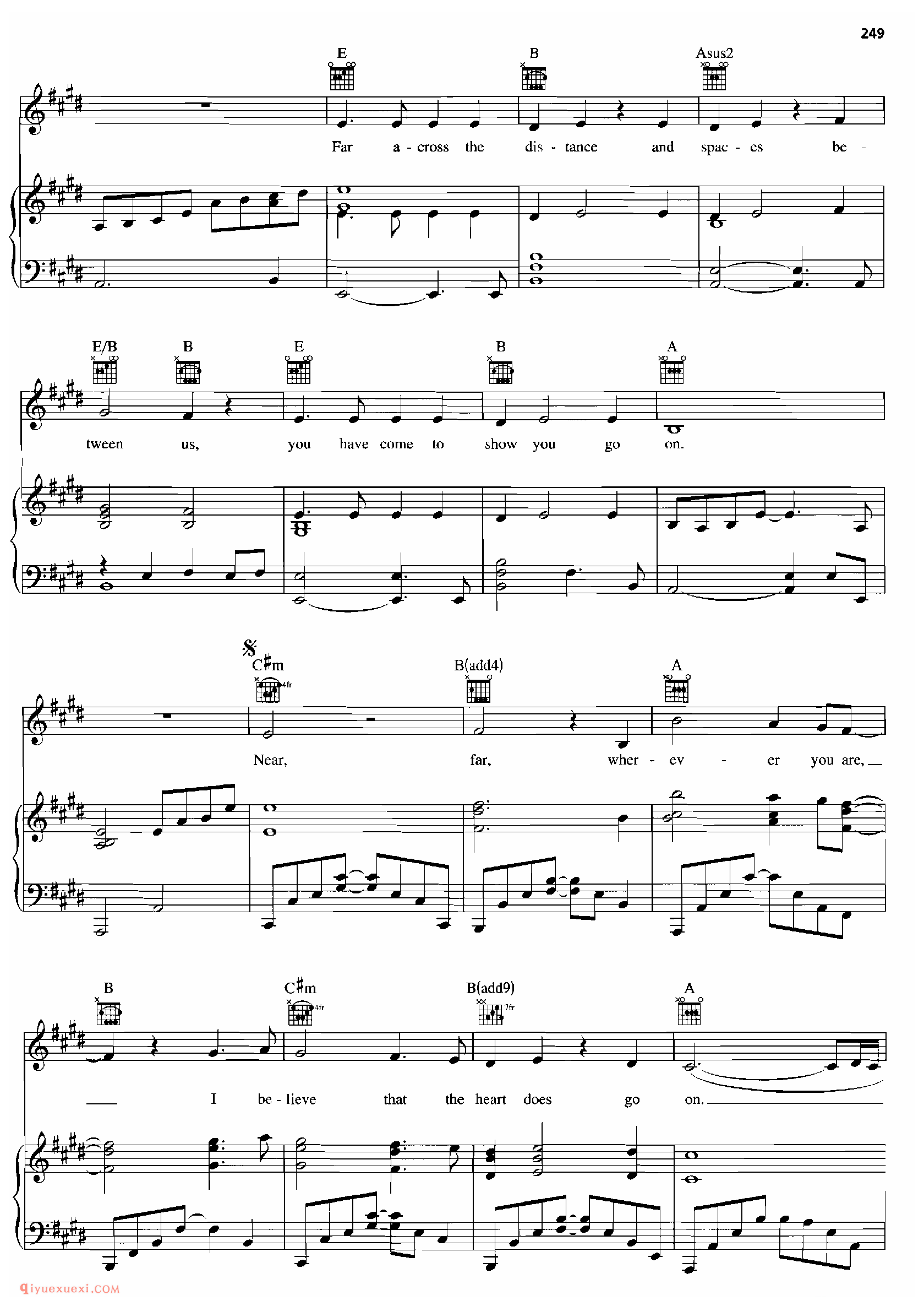 MY HEART WILL GO ON_钢琴•声乐•吉他_世界经典影视乐曲谱