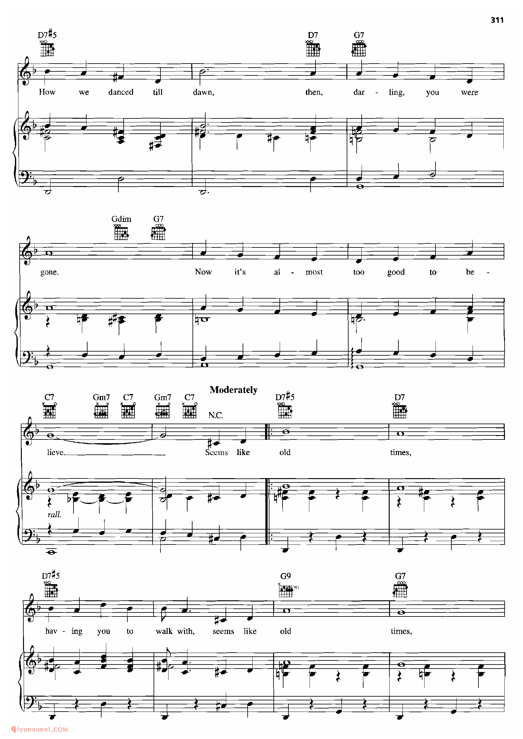 SEEMS LIKE OLD TIMES_钢琴•声乐•吉他_世界经典影视乐曲谱