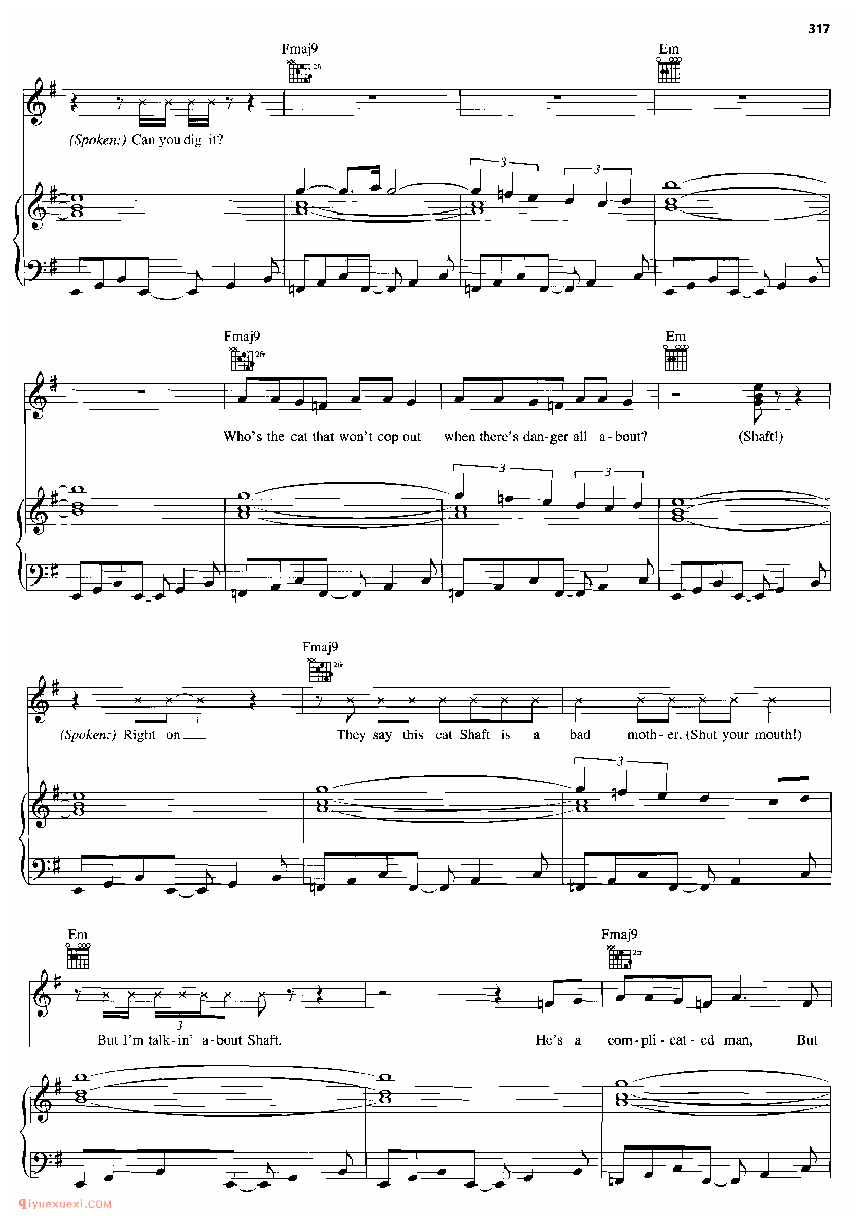 THEME FROM SHAFT_钢琴•声乐•吉他_世界经典影视乐曲谱