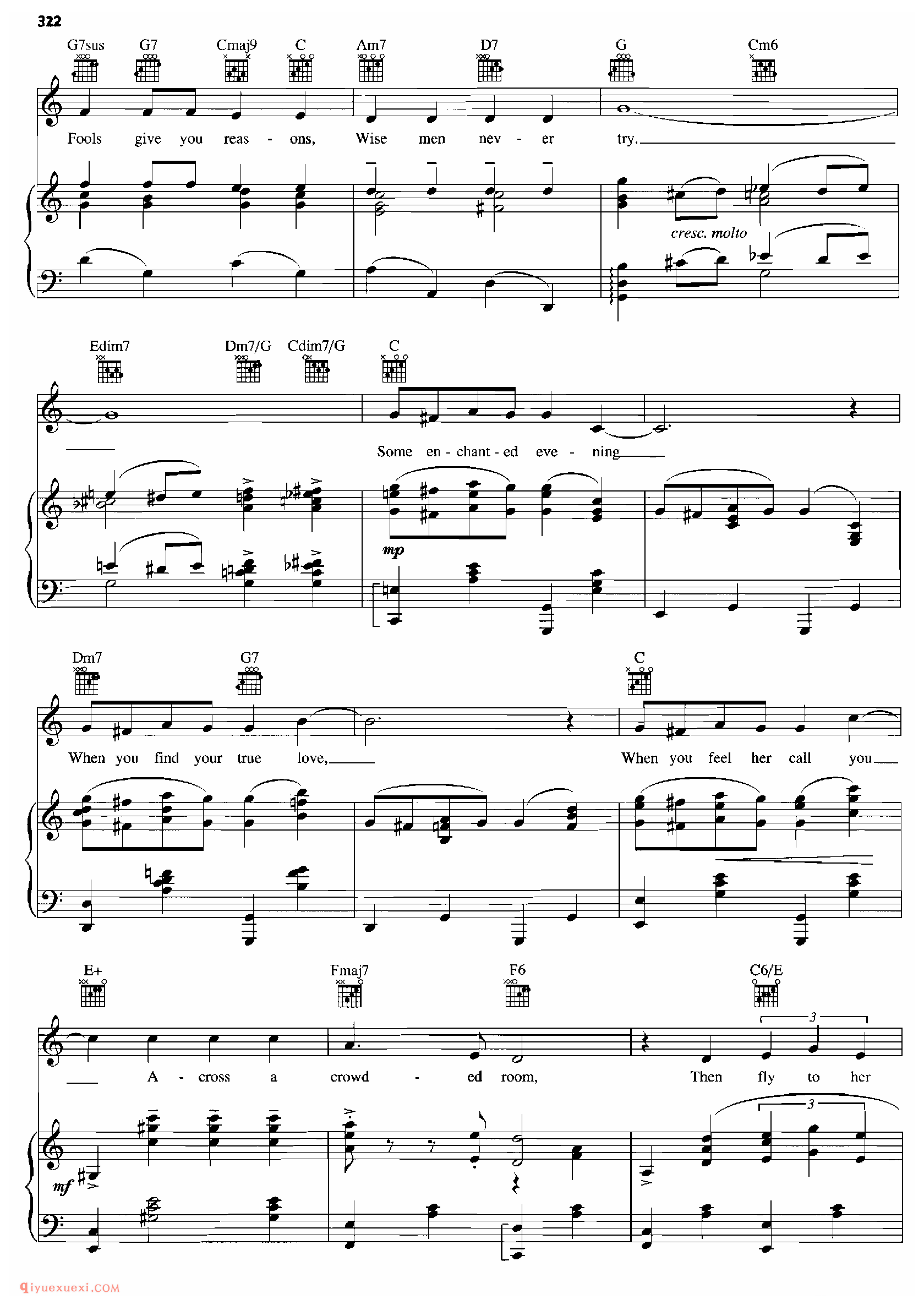 SOME ENCHANTED EVENING_钢琴•声乐•吉他_世界经典影视乐曲谱
