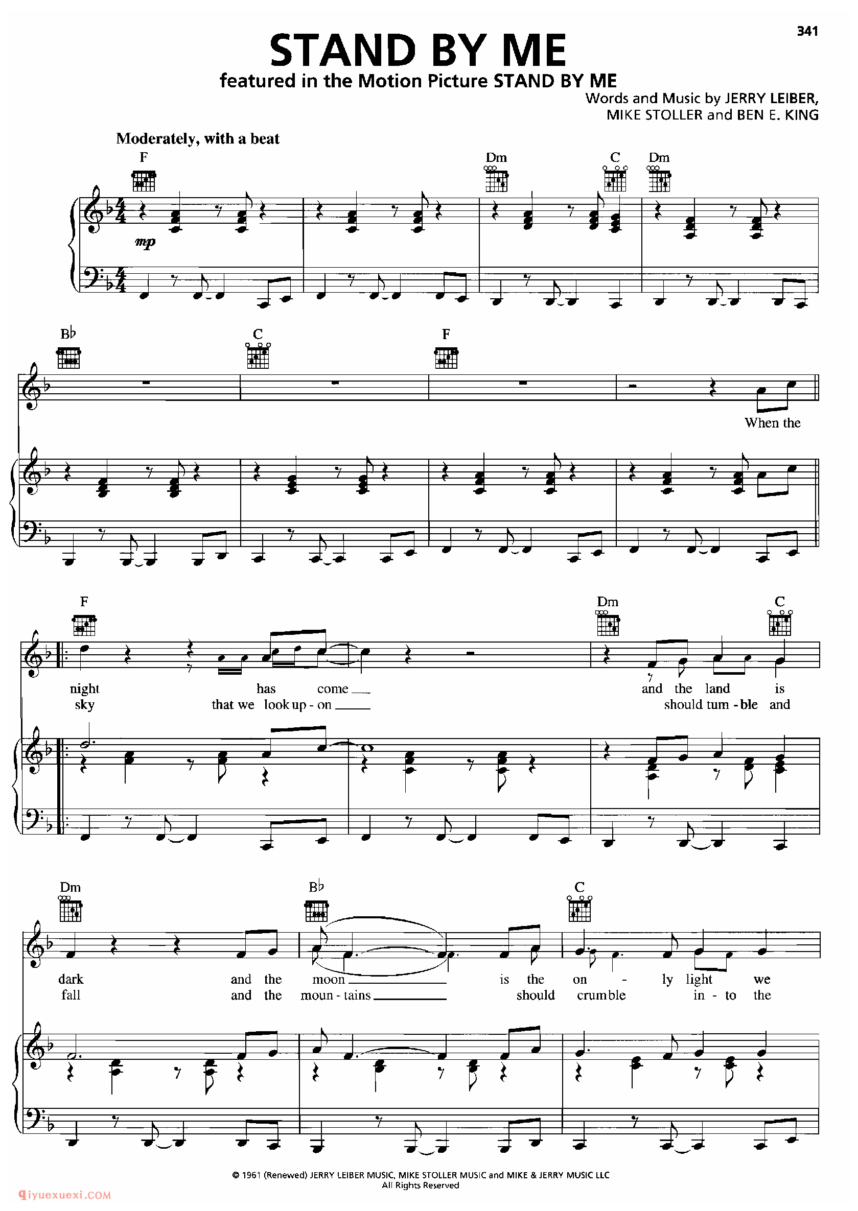 STAND BY ME_钢琴•声乐•吉他_世界经典影视乐曲谱
