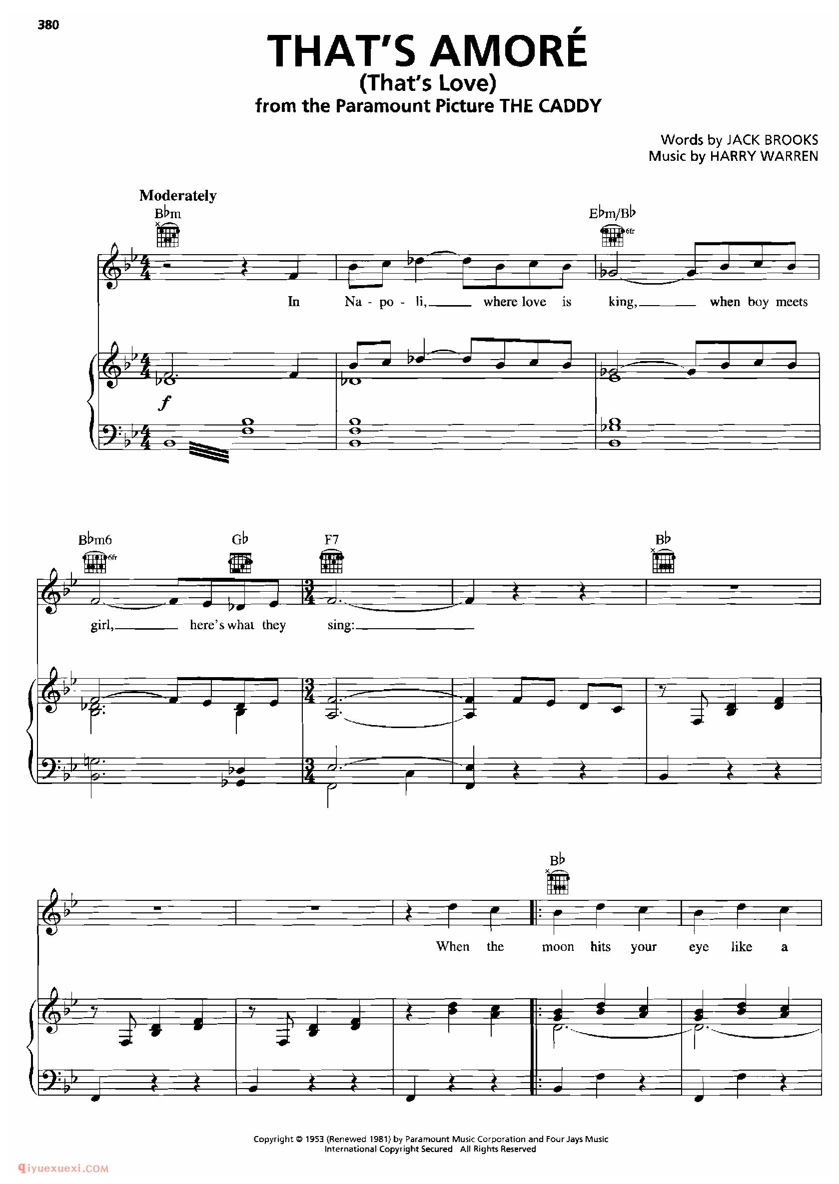 THAT'S AMORE_钢琴•声乐•吉他_世界经典影视乐曲谱