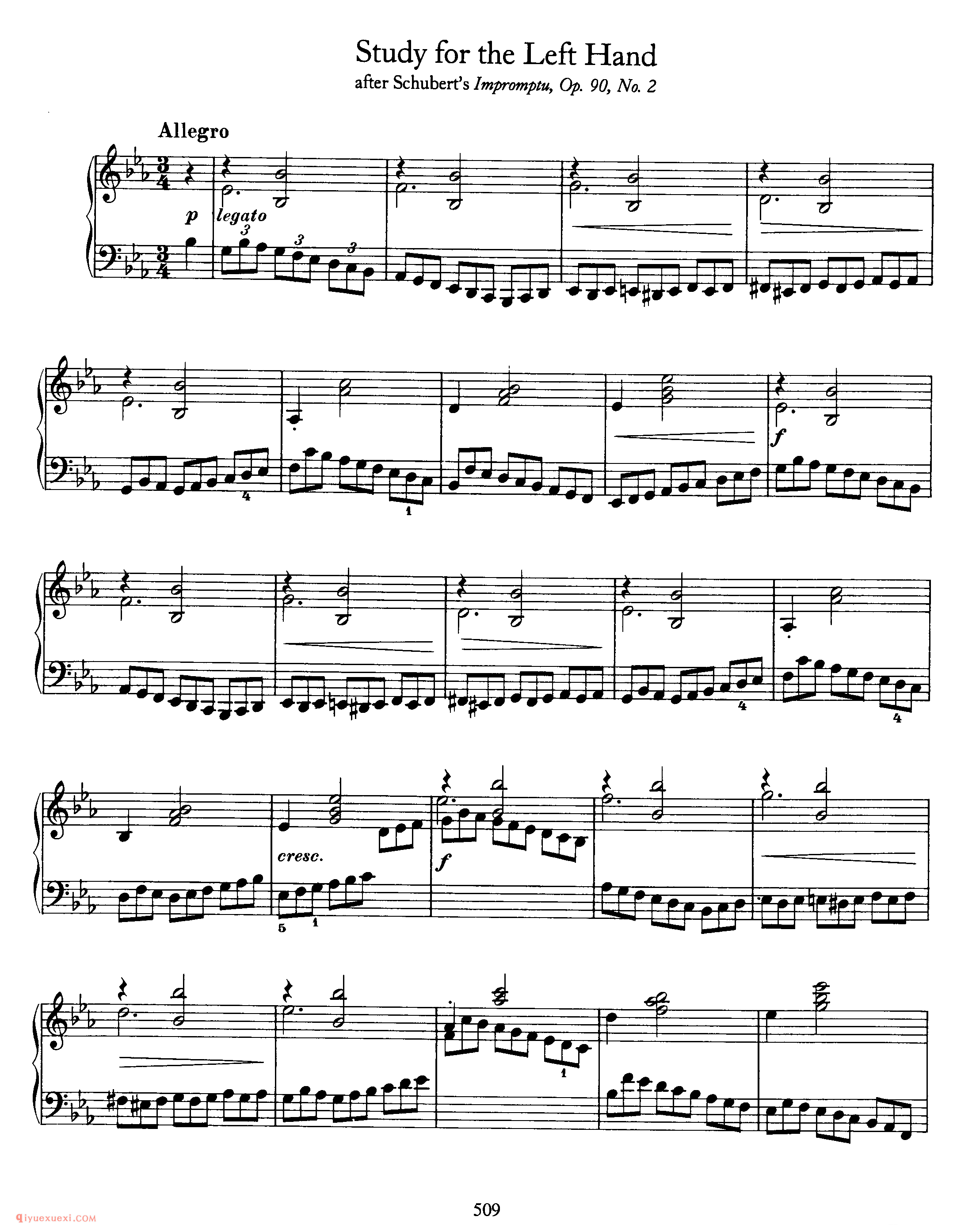 Study for Left Hand (after Schubert's Impromptu)勃拉姆斯练习曲