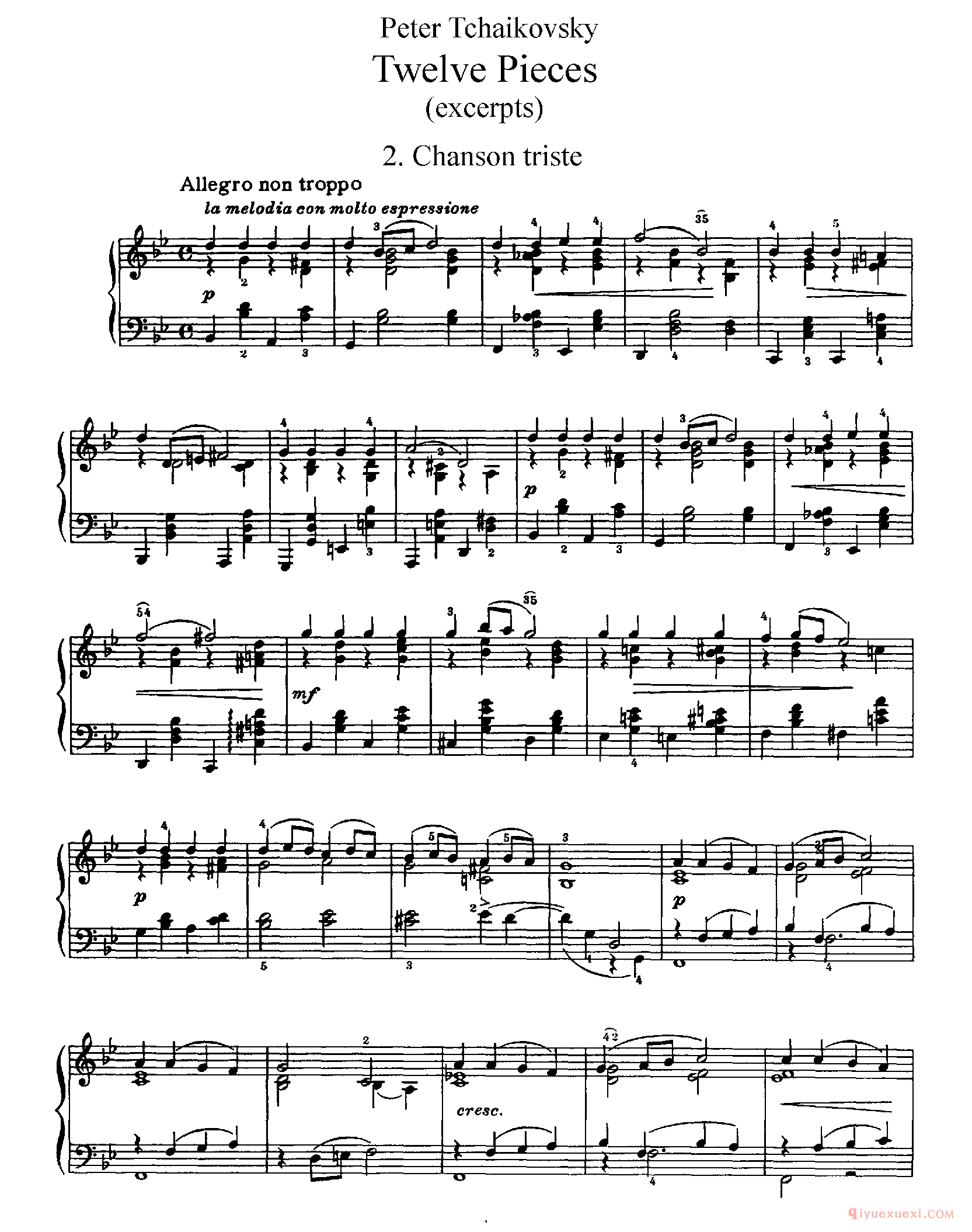 柴科夫斯基《十二首中等难度小品》作品40_Tchaikovsky 12 Pieces Op.40