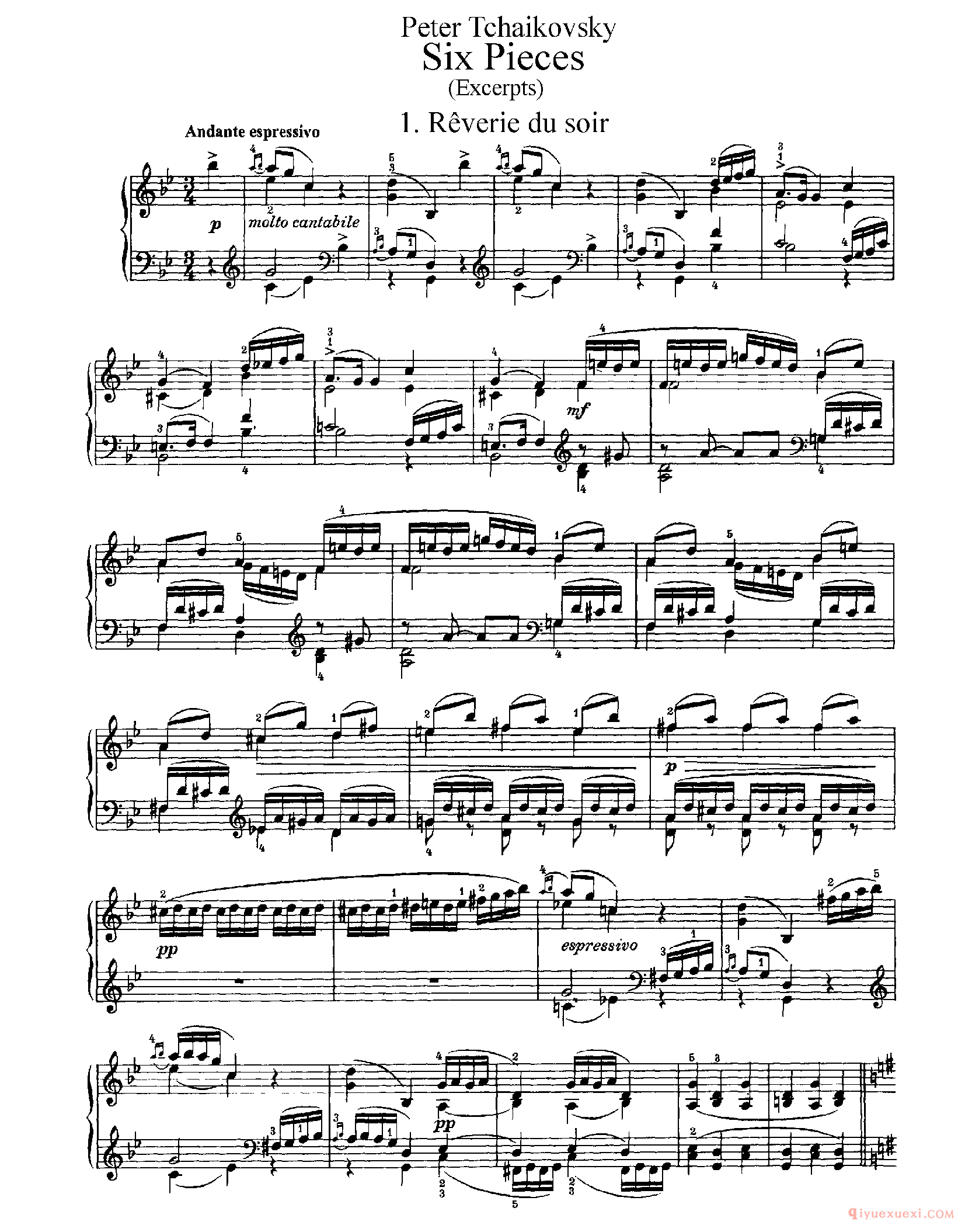 柴科夫斯基《6首钢琴小品》作品19_Tchaikovsky Six Pieces Op.19