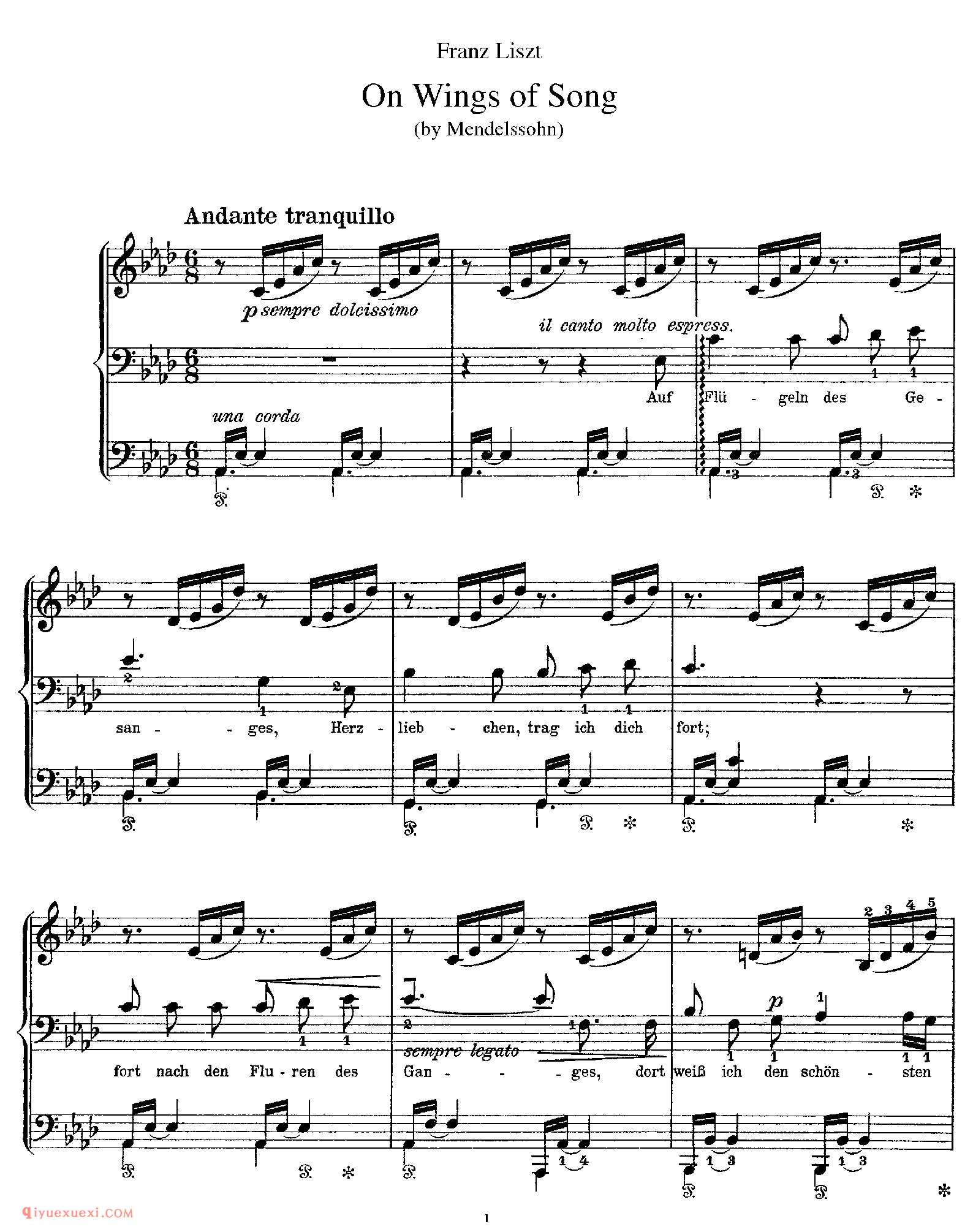 On Wings of Song (Mendelssohn)_改编其他人_李斯特钢琴乐谱