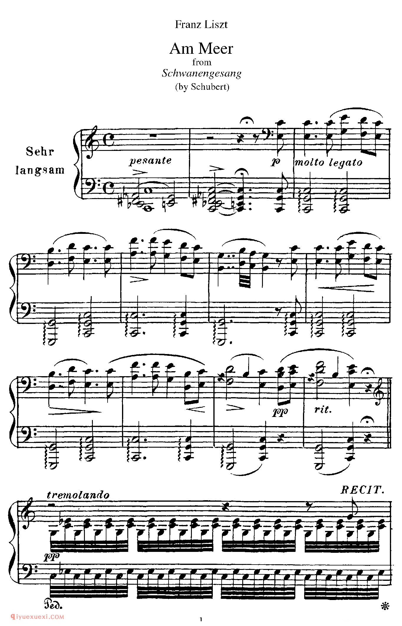 Am Meer (Schubert)_改编舒伯特_李斯特钢琴乐谱