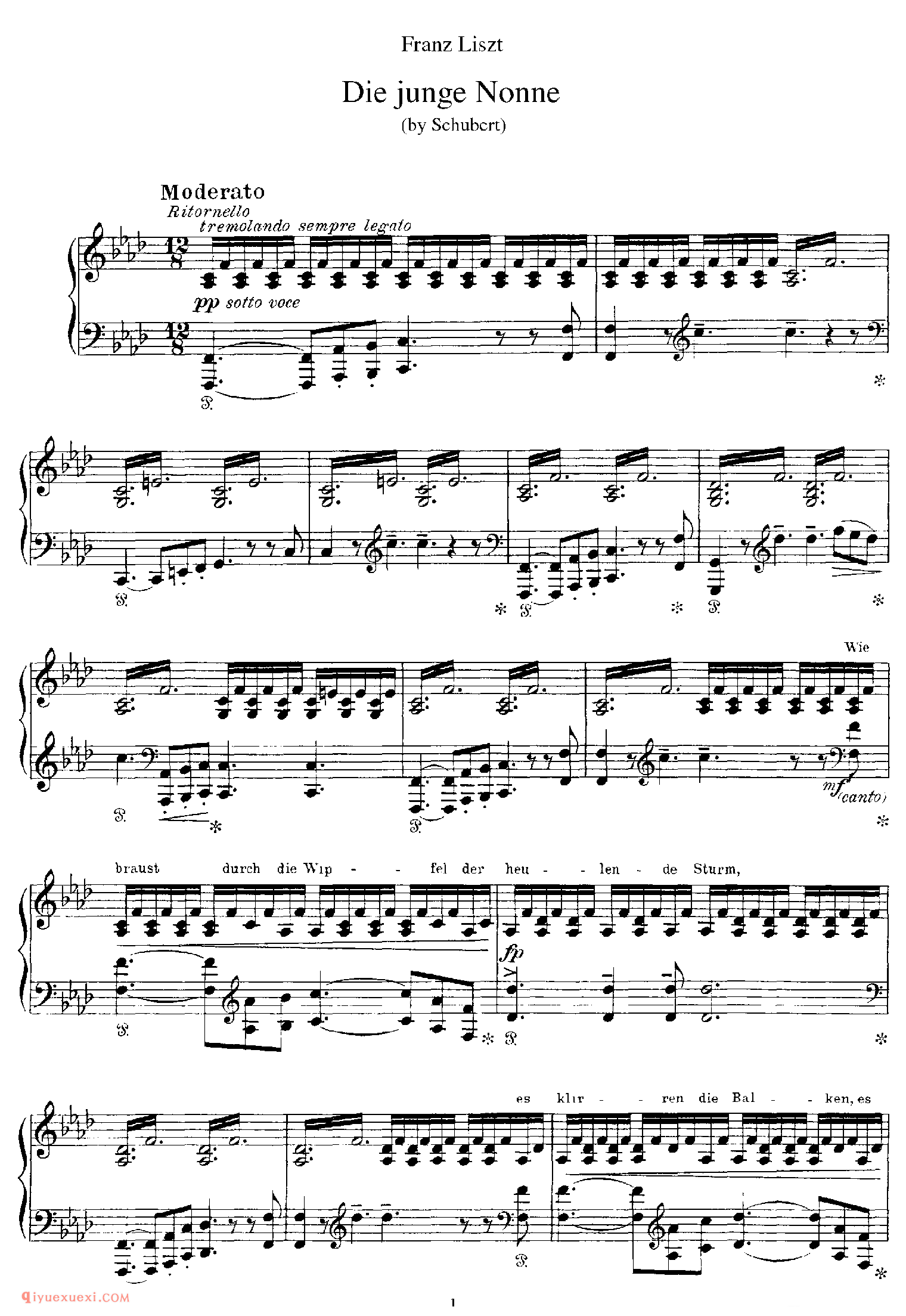 Die junge Nonne (Schubert)_改编舒伯特_李斯特钢琴乐谱