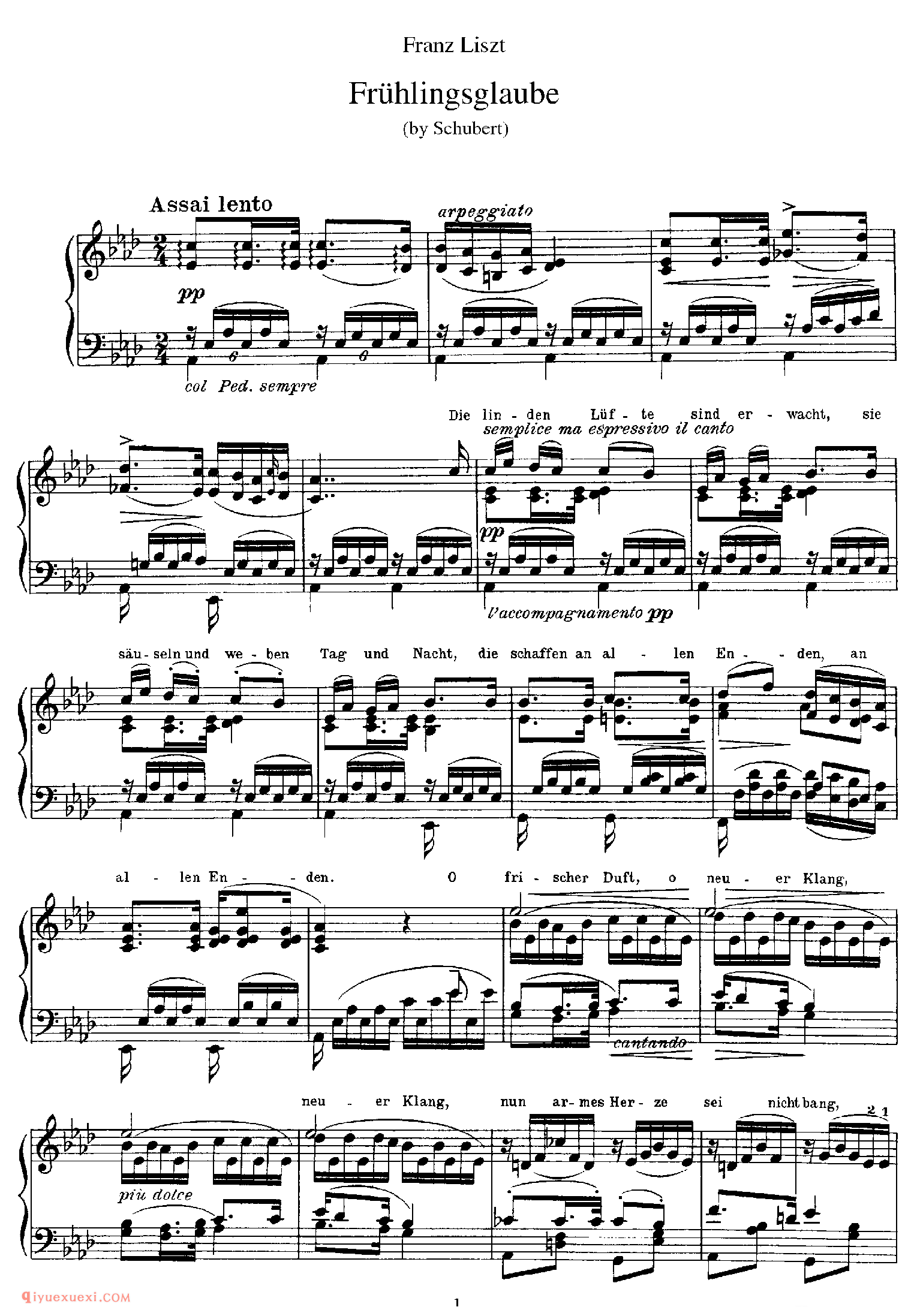 Fruhlingsglaube (Schubert)_改编舒伯特_李斯特钢琴乐谱