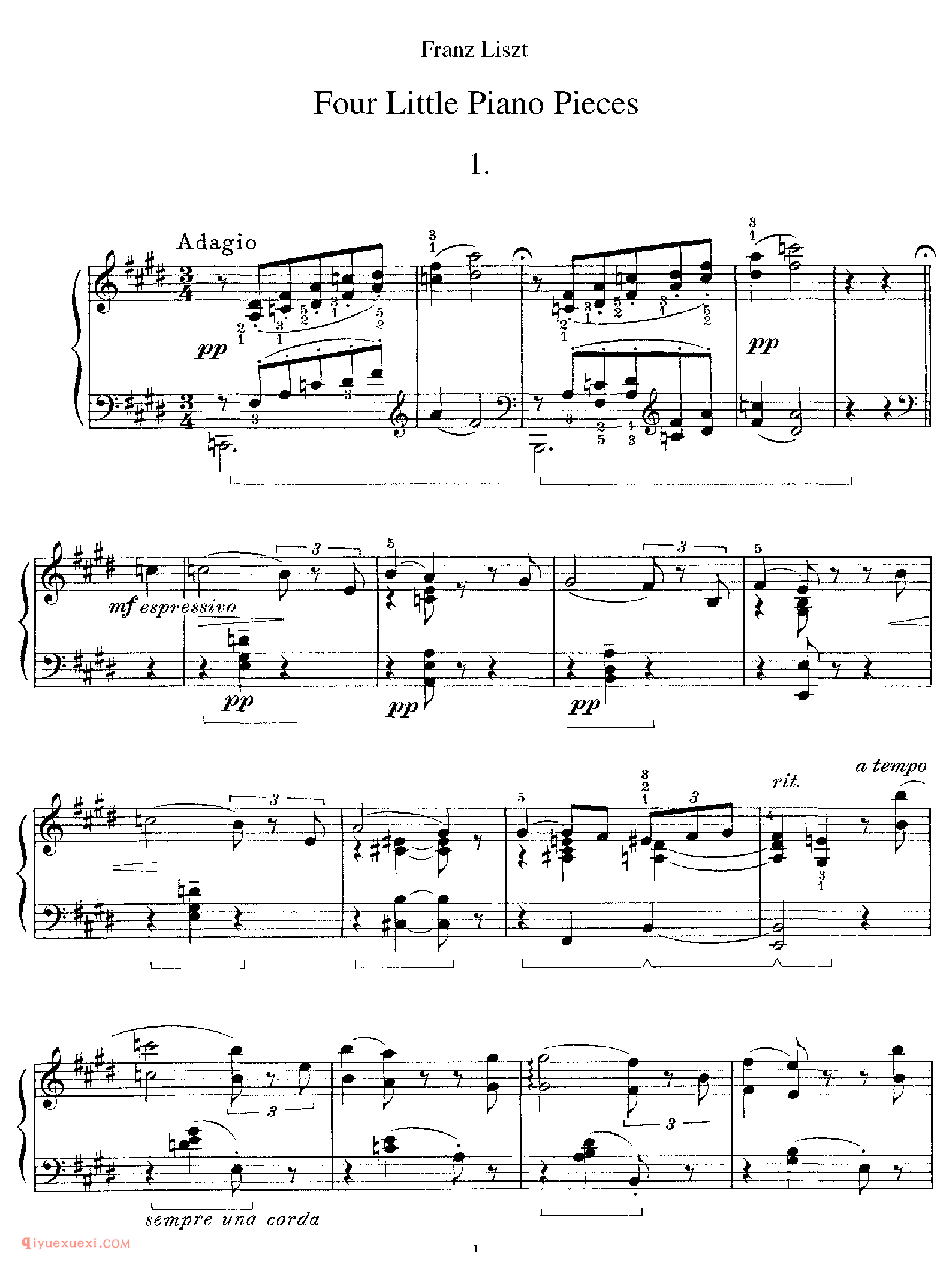 李斯特四首钢琴小曲_four Little Piano Pieces_李斯特钢琴乐谱