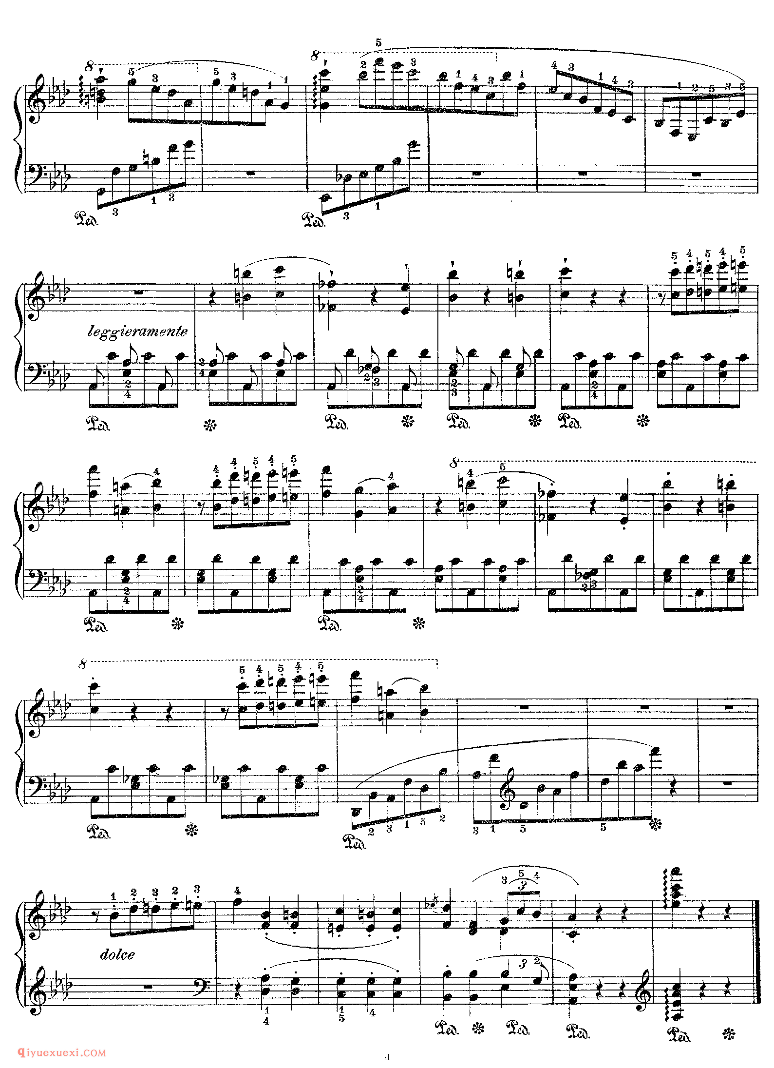 李斯特降A大调纪念册页 S.165_李斯特钢琴乐谱