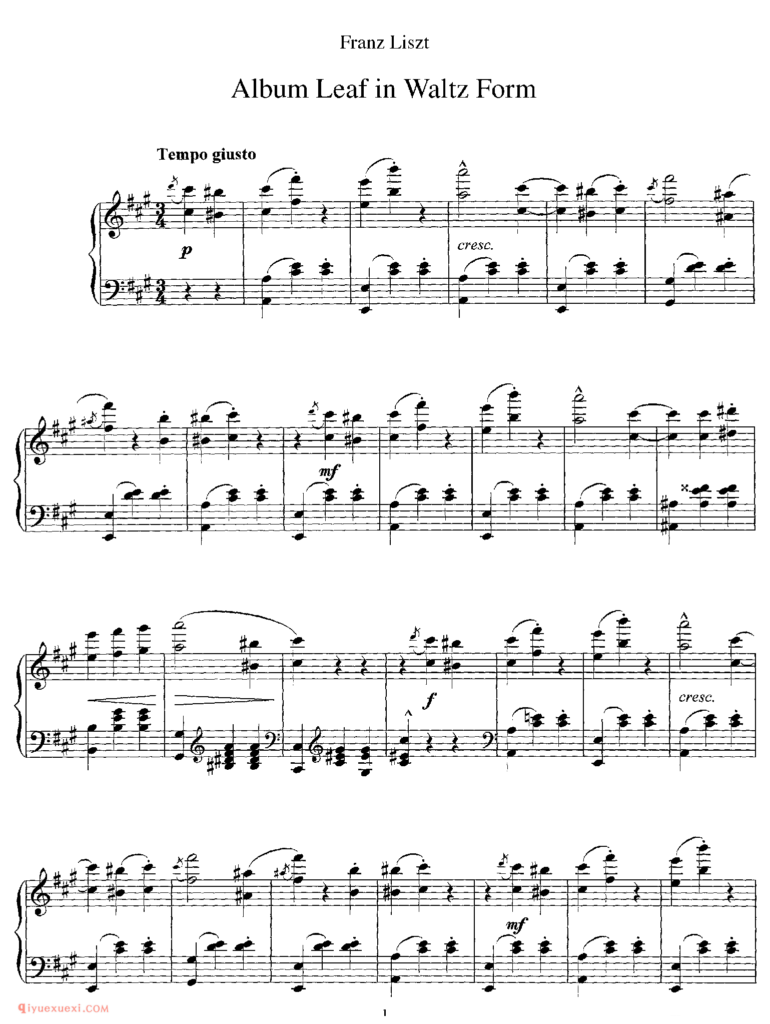 Album Leaf in Waltz Form_李斯特钢琴乐谱