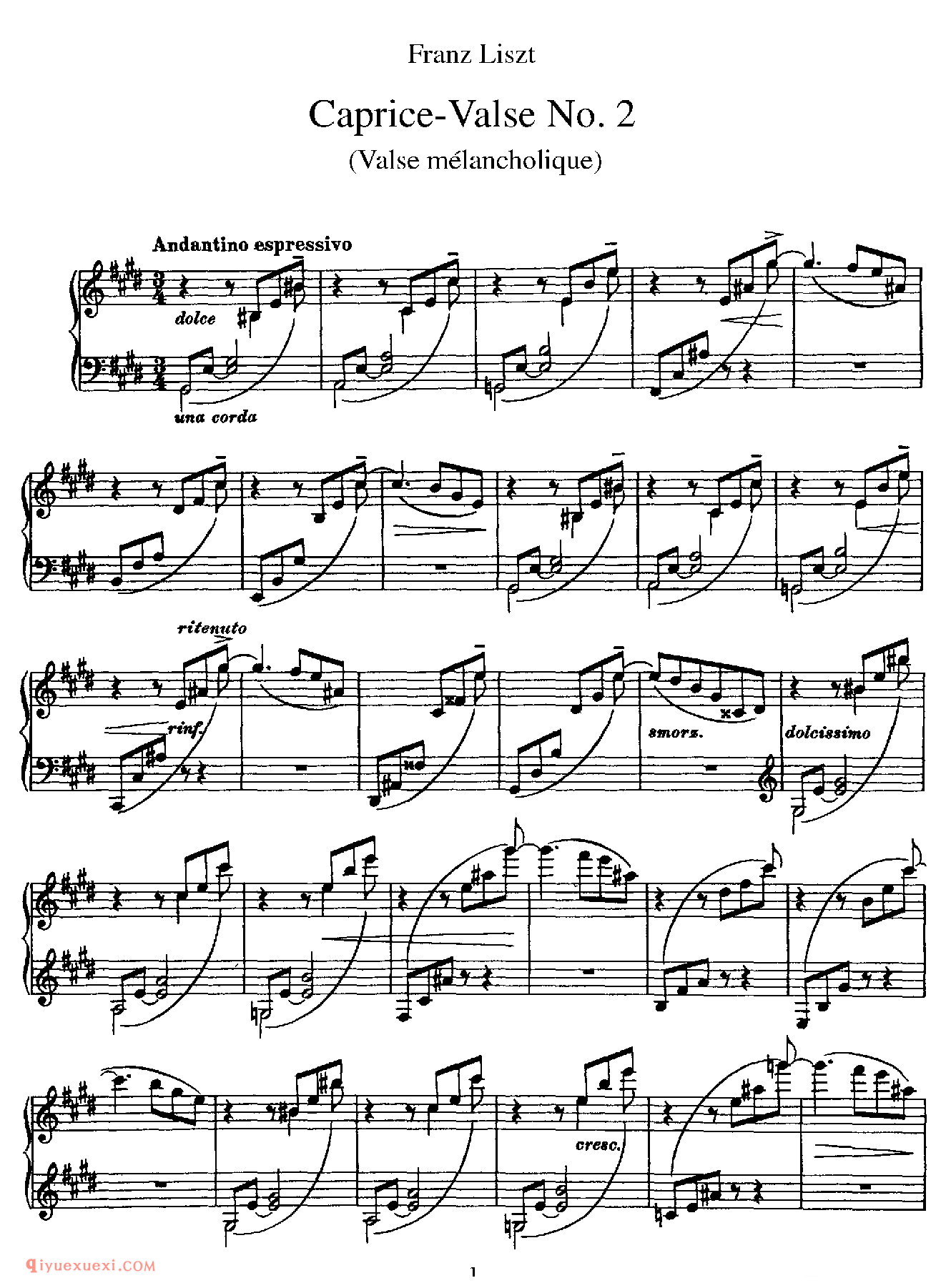李斯特忧郁圆舞曲 S.214 No.2_李斯特钢琴乐谱