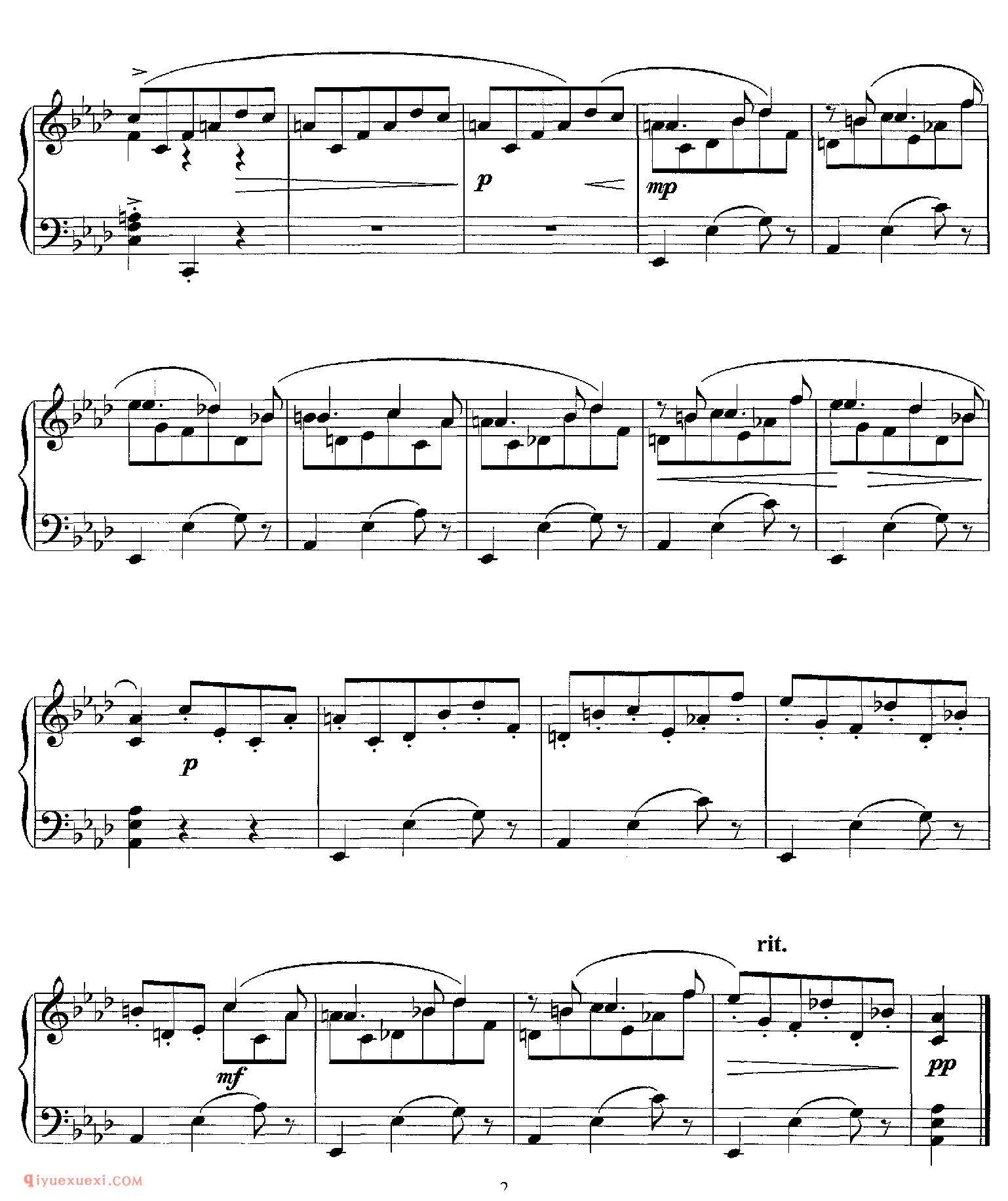 李斯特降A大调兰德勒舞曲 S.211_李斯特钢琴乐谱