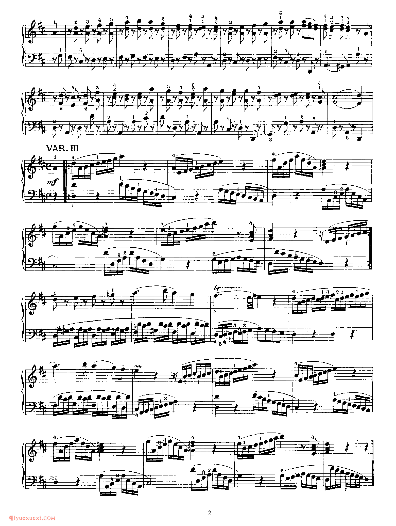 7 Variations, K 25_变奏曲_莫扎特钢琴谱