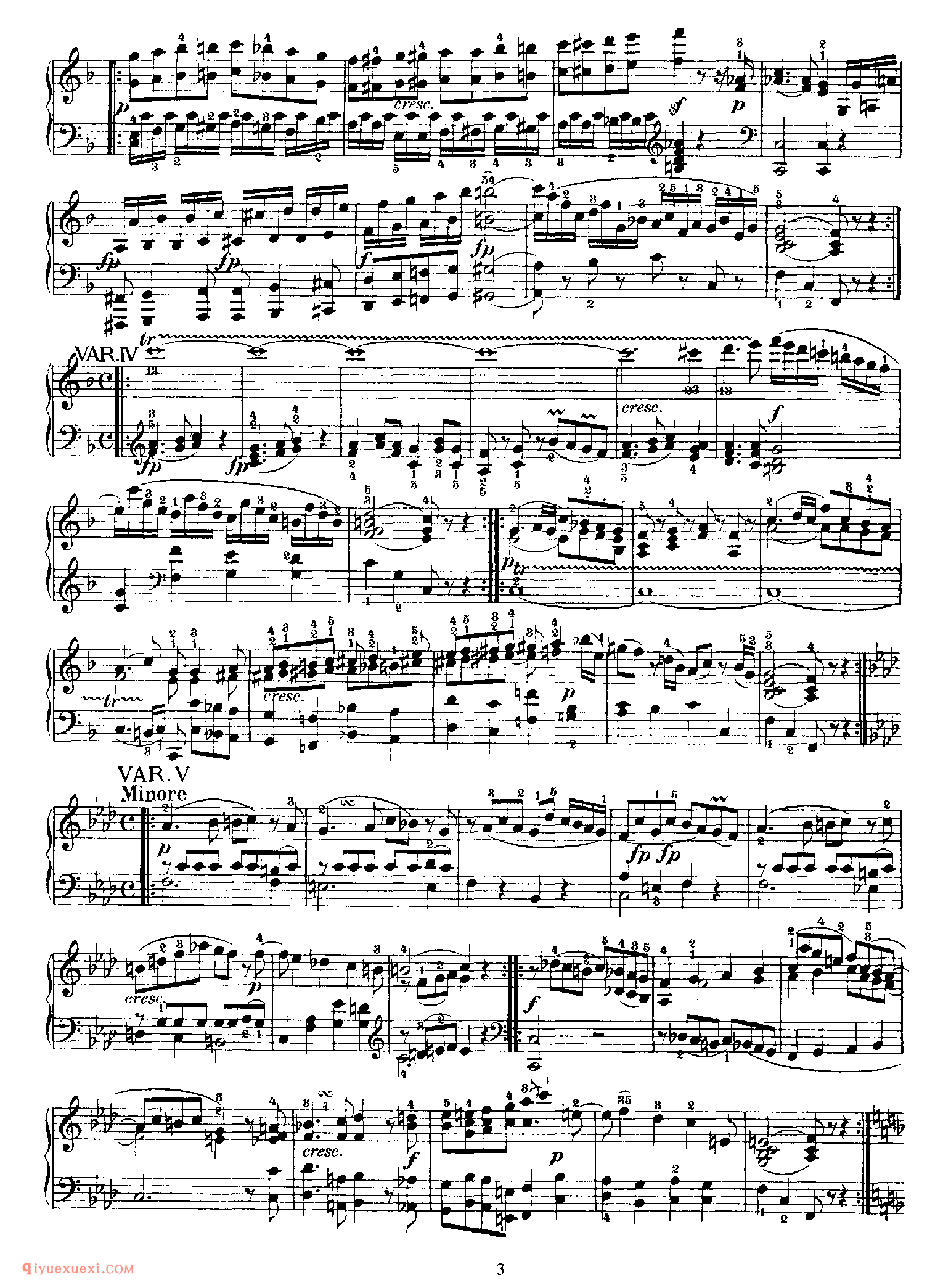 8 Variations, K 352_变奏曲_莫扎特钢琴谱