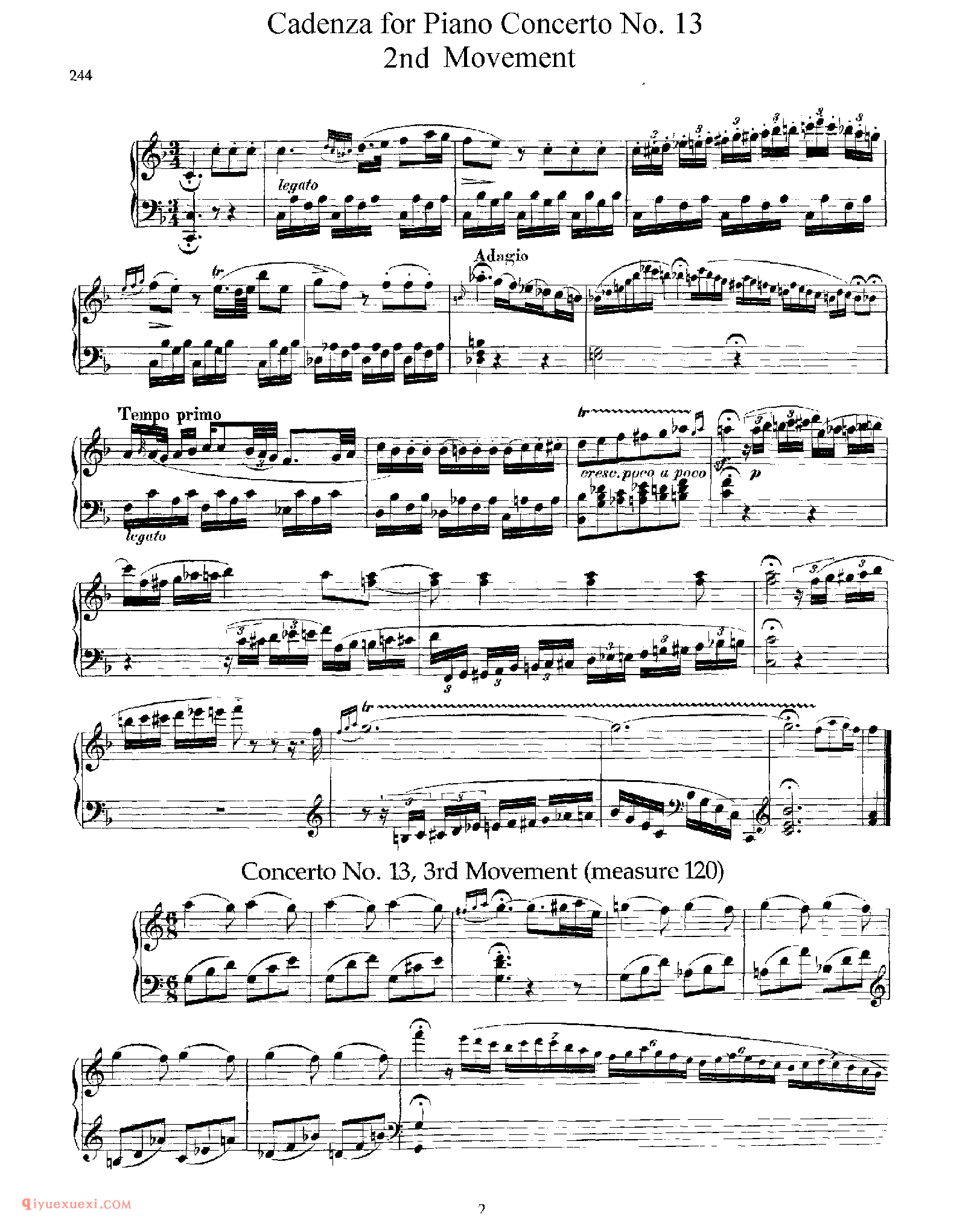 莫扎特:第十三钢琴协奏曲 MOZART: Piano Concerto No.13_华彩_莫扎特钢琴谱