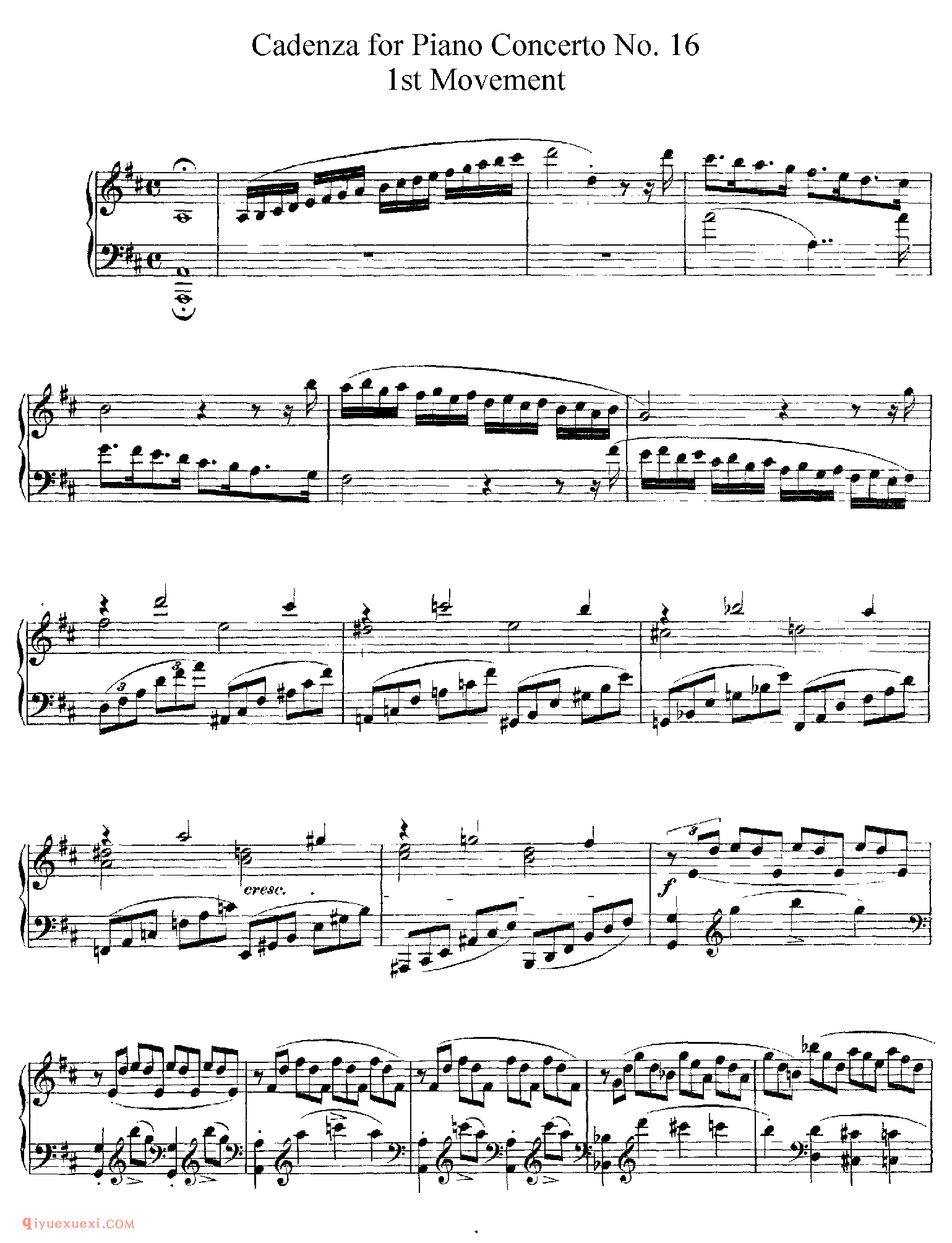 莫扎特：第十六钢琴协奏曲 MOZART: Piano Concerto No.16_华彩_莫扎特钢琴谱