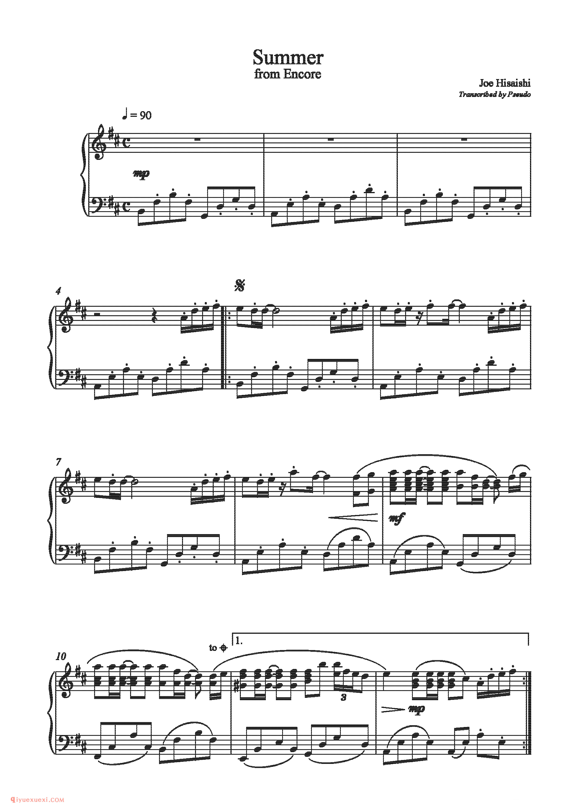 merfrom Encore_久石让钢琴谱
